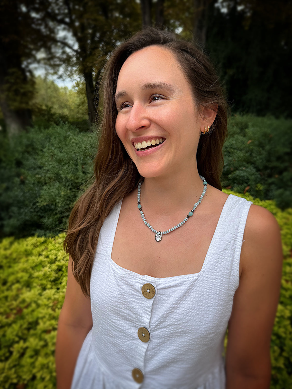 Amazonite, Cat’s Eye, Black Pearl & Baroque Necklace