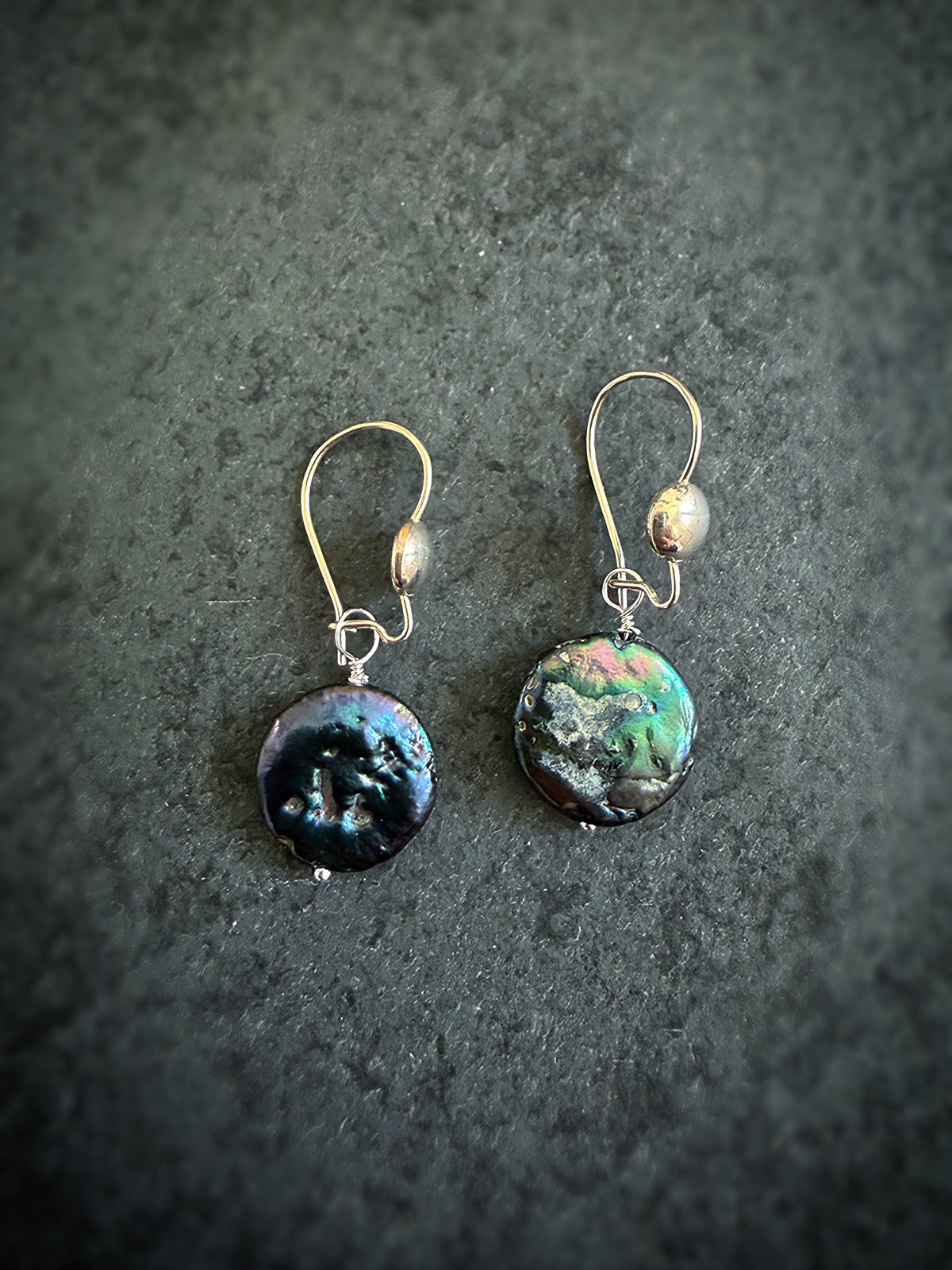 Black Coin Pearl Earrings