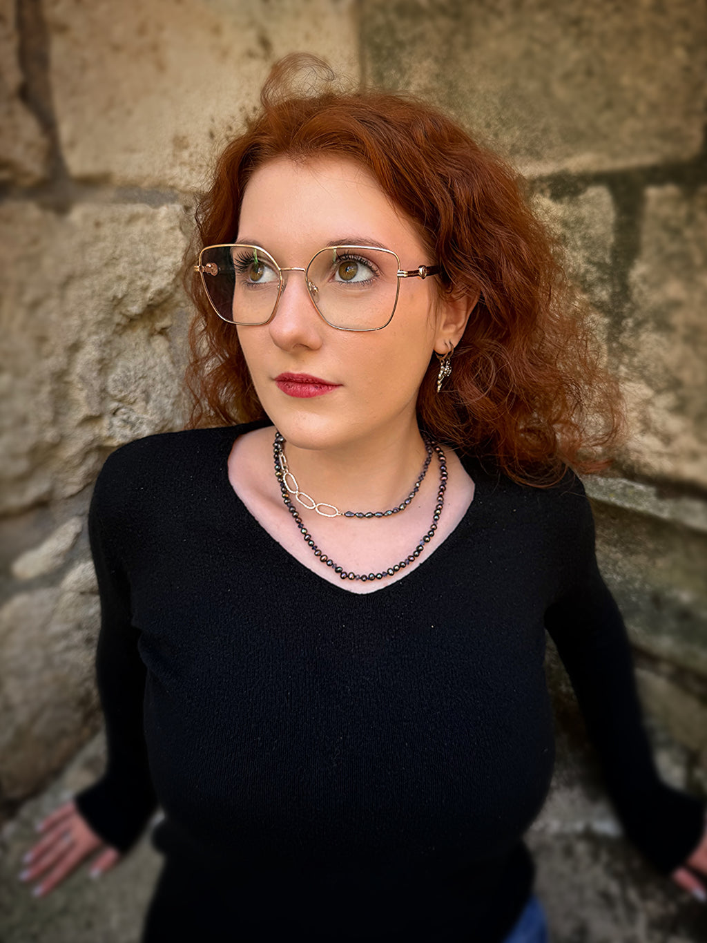 Black Pearl & Iolite 14K Yellow Gold Necklace