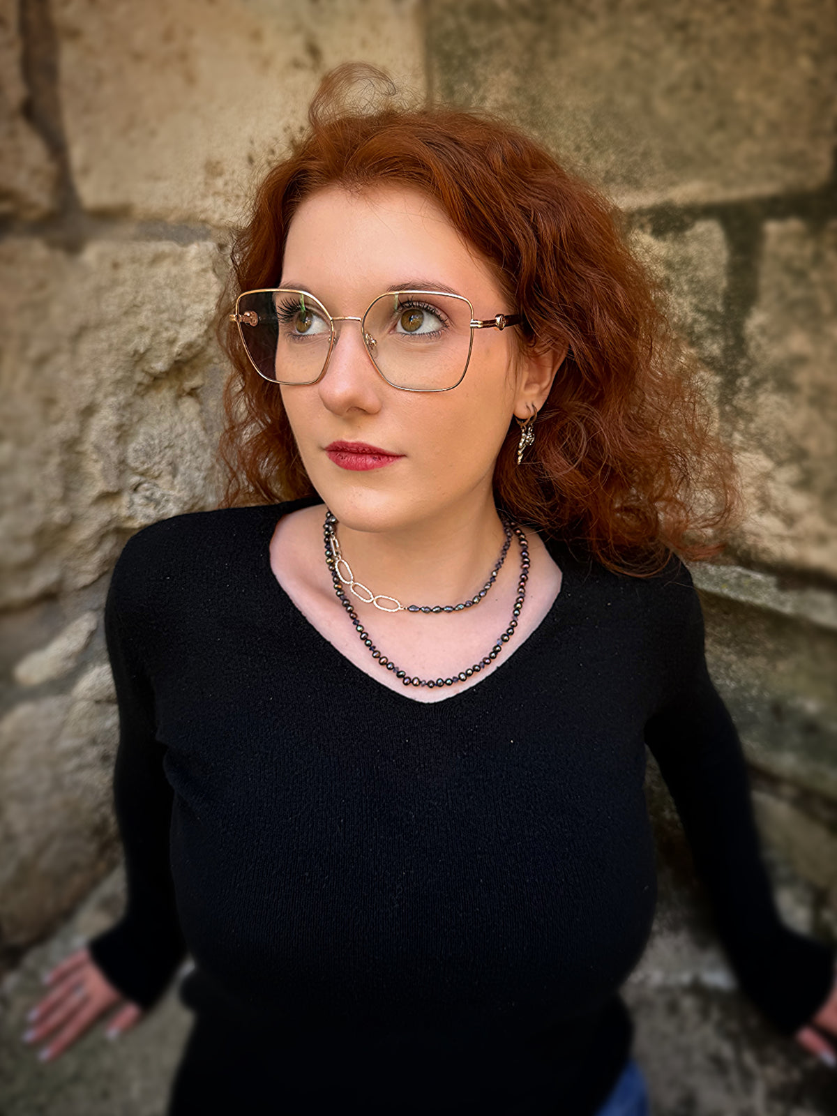 Black Pearl & Iolite 14K Yellow Gold Necklace