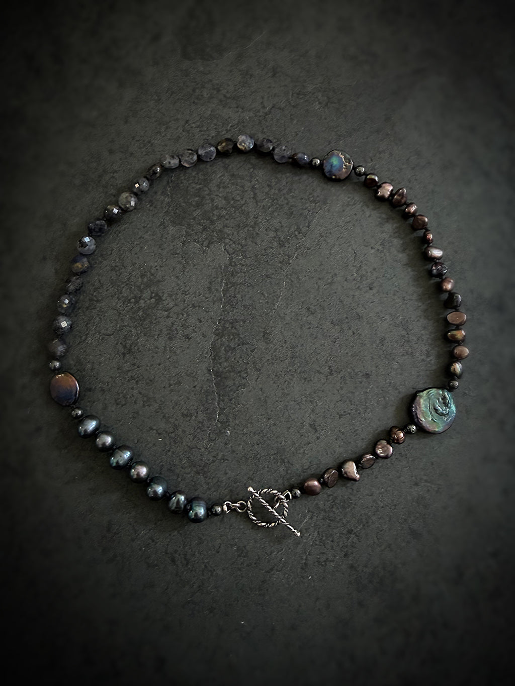 Black Pearl & Kyanite Necklace