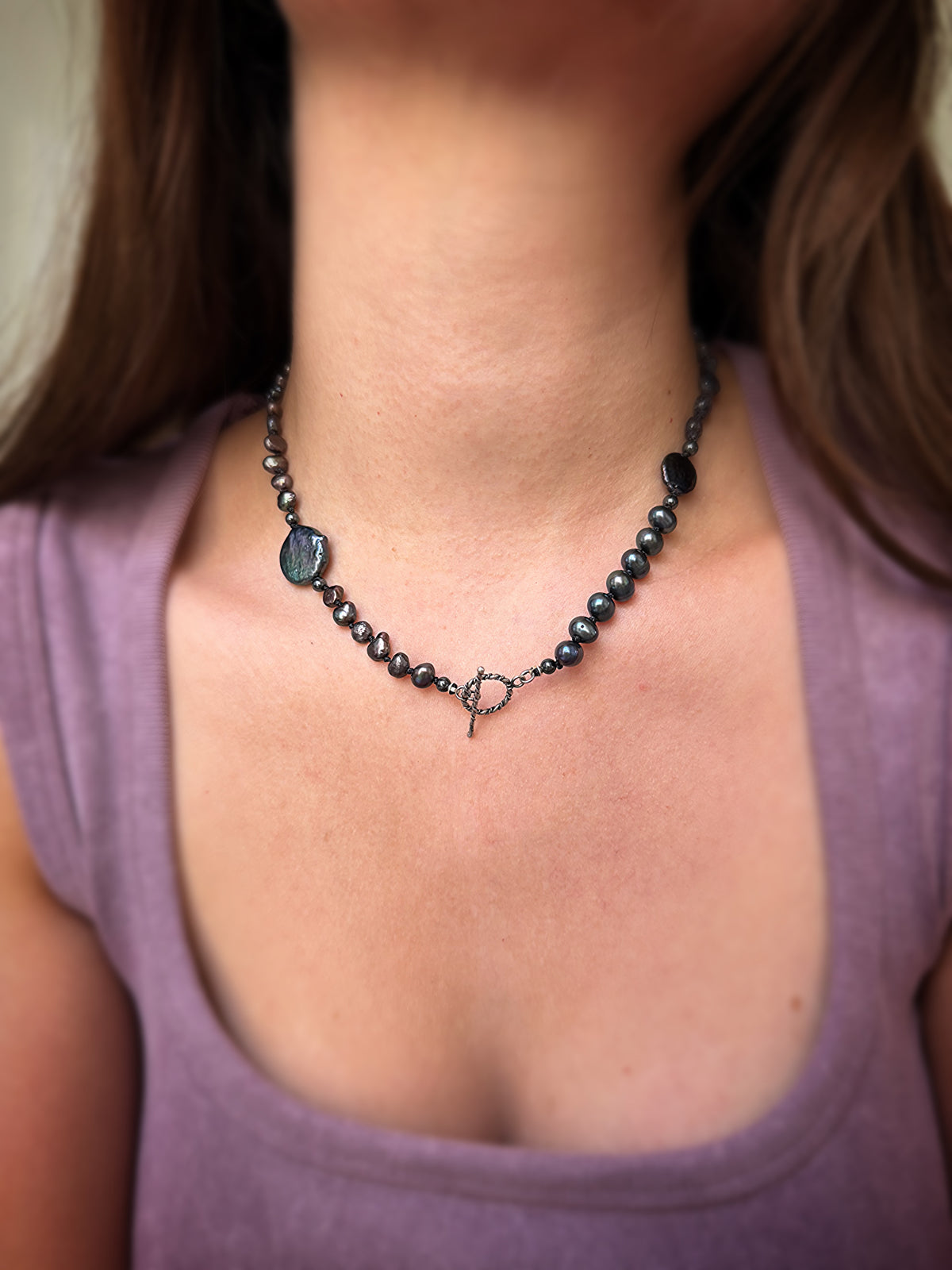 Black Pearl & Kyanite Necklace