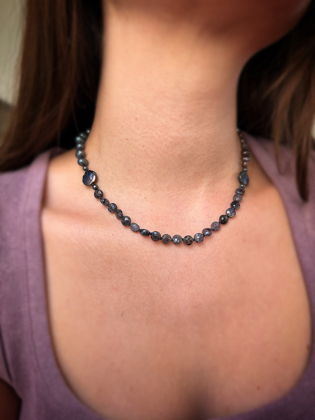 Black Pearl & Kyanite Necklace