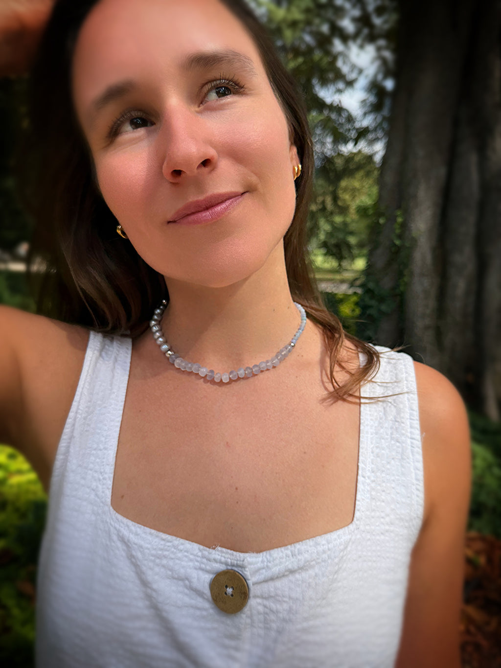 Grey Pearl & Chalcedony Silver Necklace