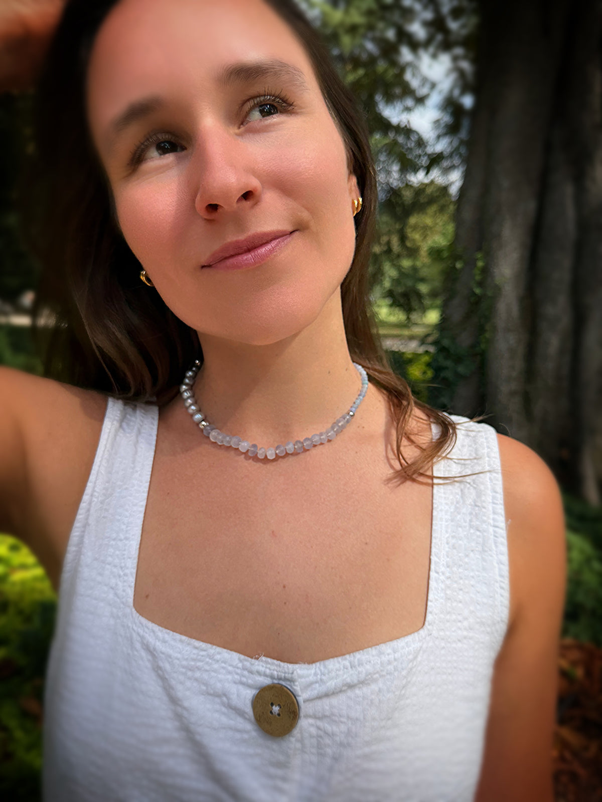 Grey Pearl & Chalcedony Silver Necklace