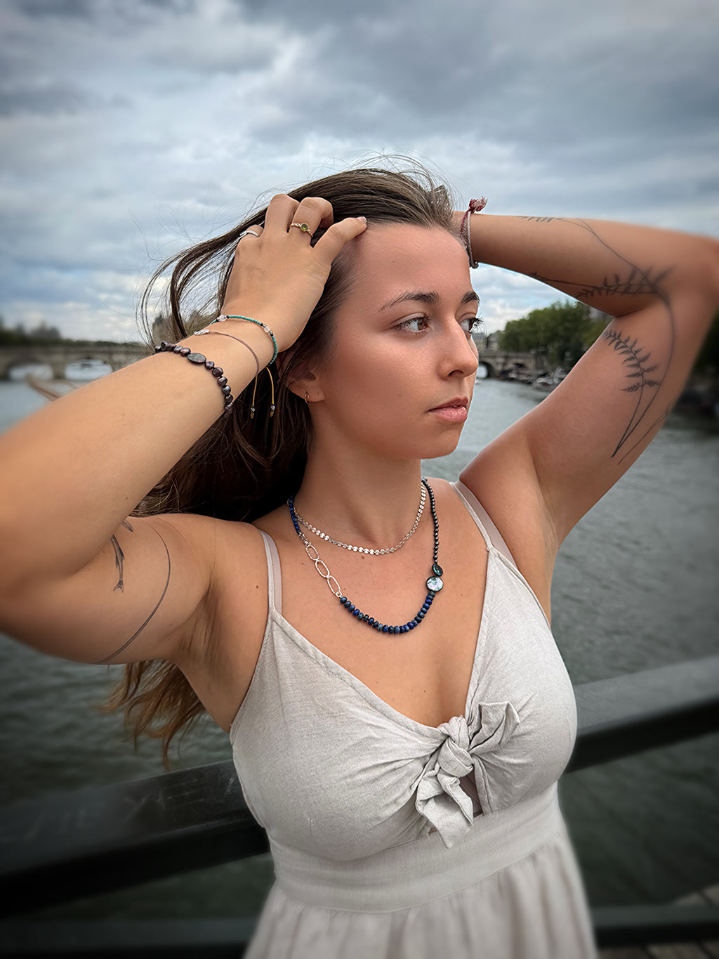 Lapis Lazuli, Hematite & Kyanite Silver Necklace