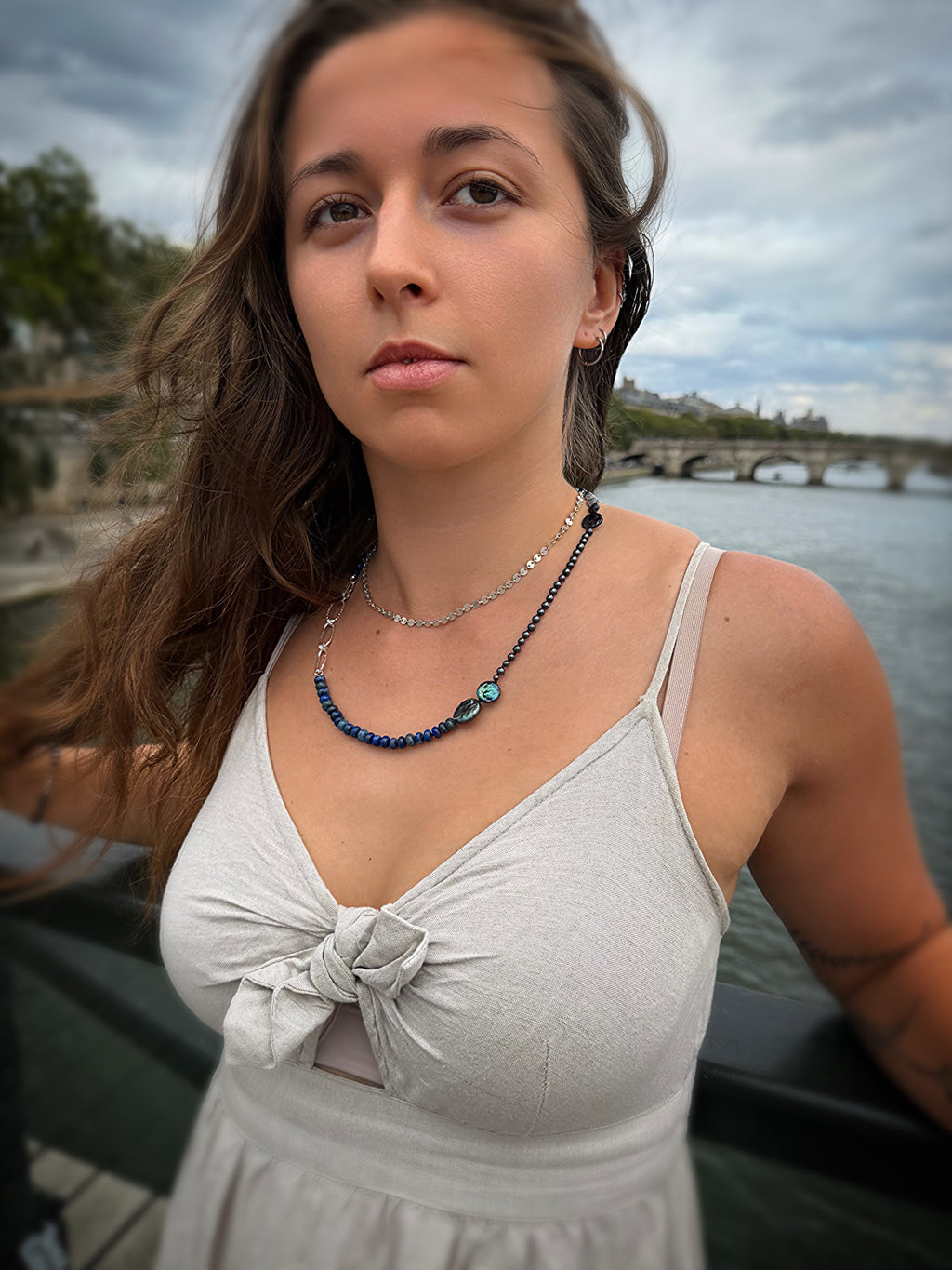 Lapis Lazuli, Hematite & Kyanite Silver Necklace