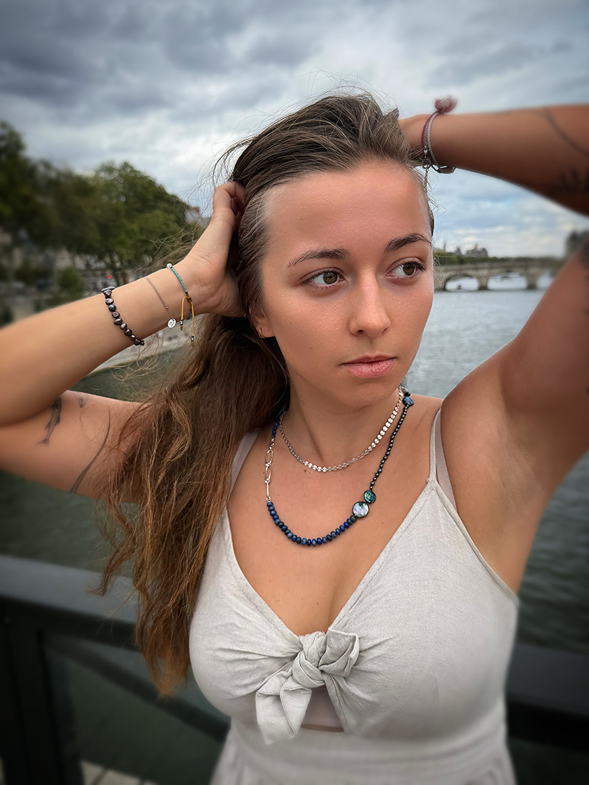 Lapis Lazuli, Hematite & Kyanite Silver Necklace