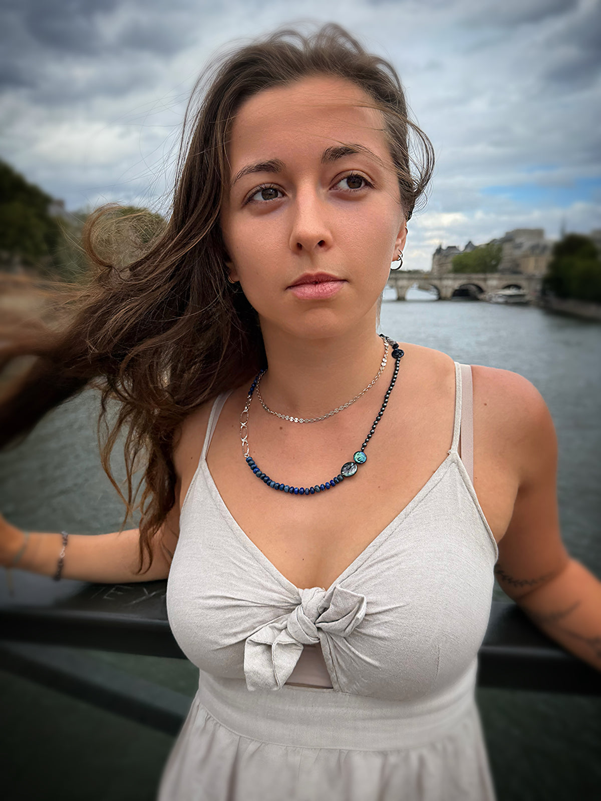 Lapis Lazuli, Hematite & Kyanite Silver Necklace