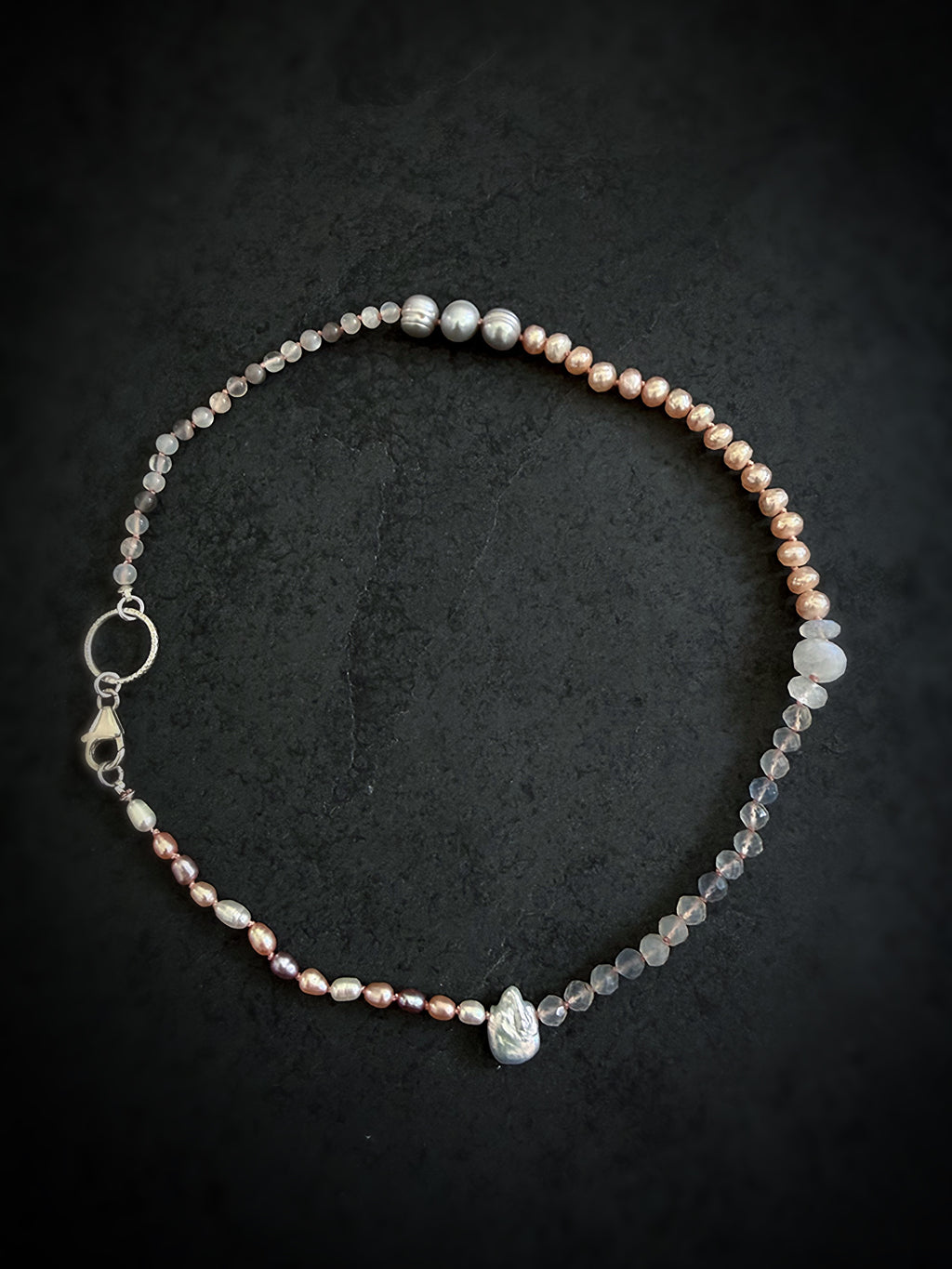 Pink Pearl & Smoky Quartz Necklace