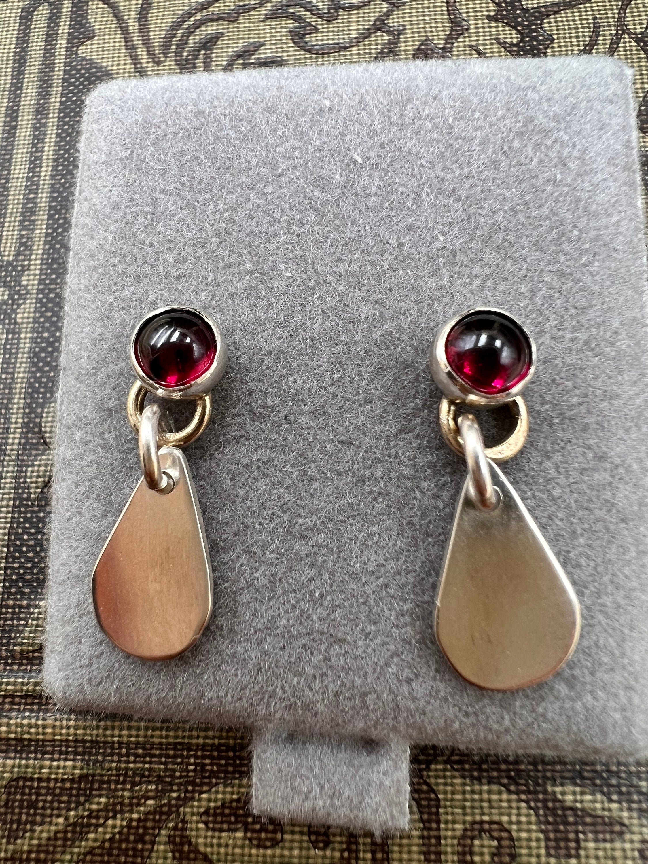 Vampire Blood Drop Garnet Gothic Stud Earrings