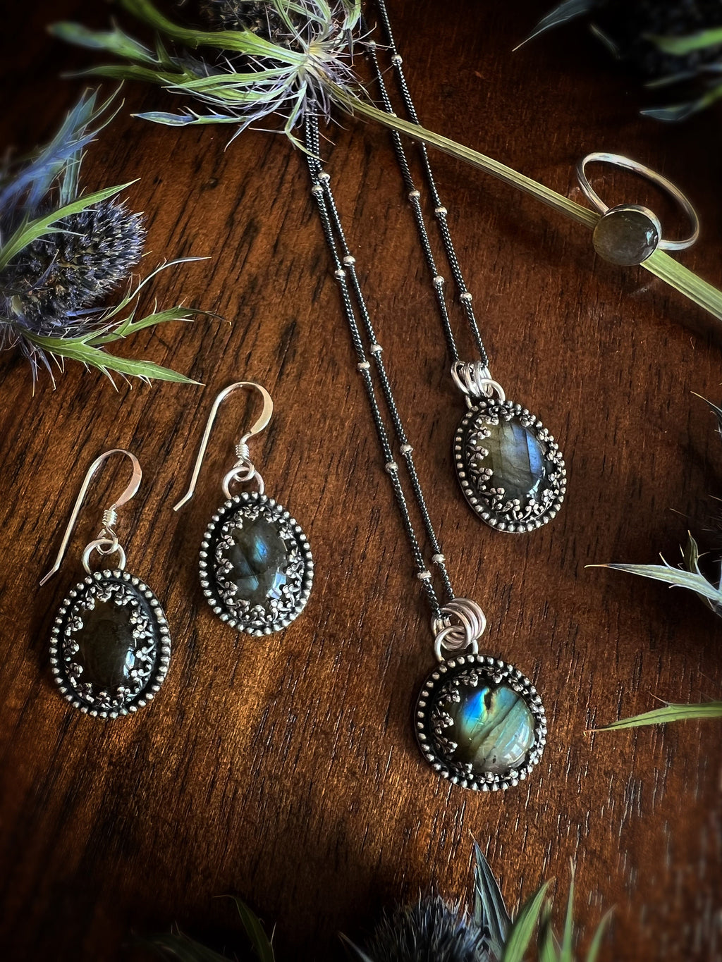 Gothic Twilight Labradorite Dangling Earrings