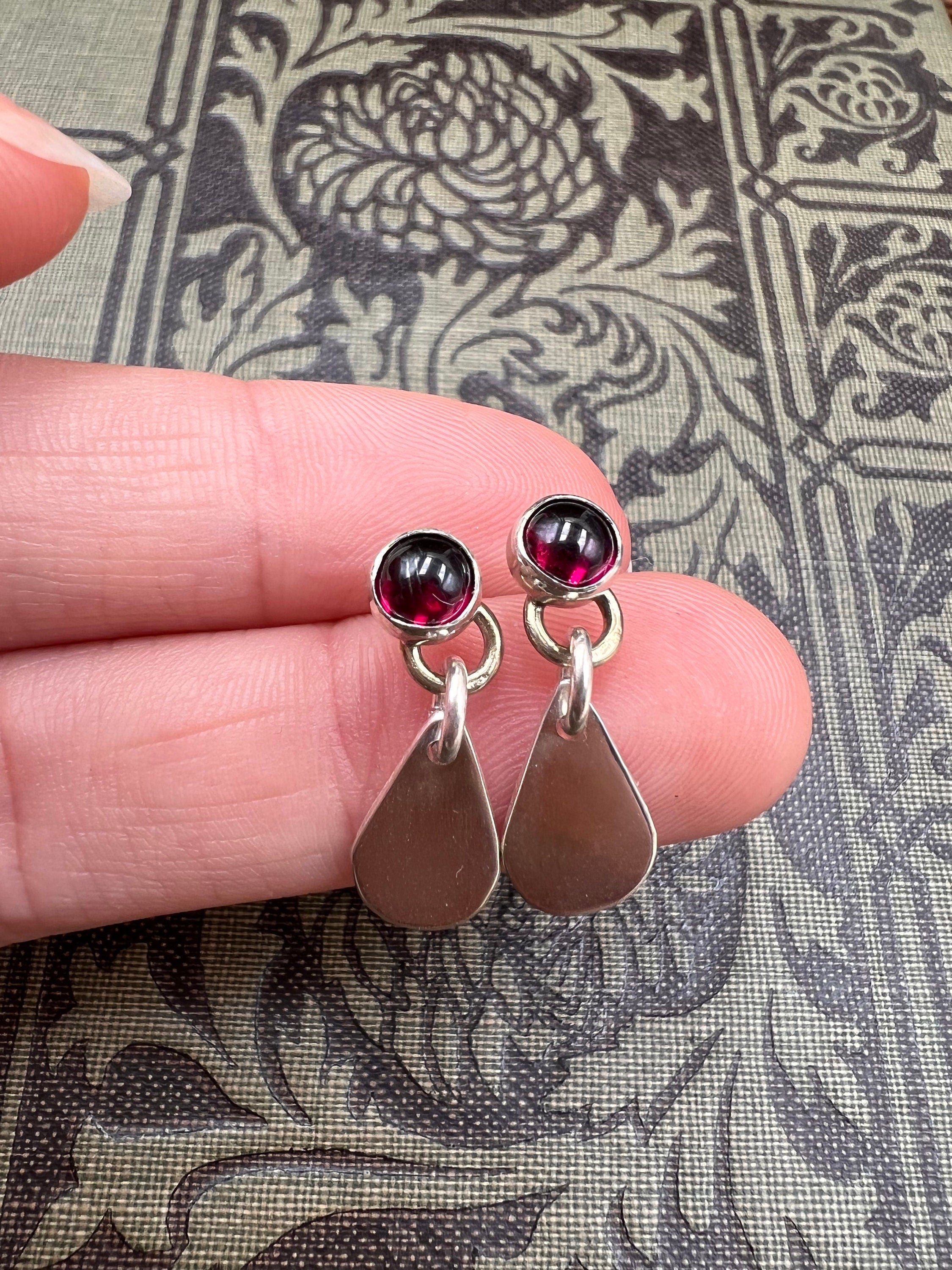 Vampire Blood Drop Garnet Gothic Stud Earrings