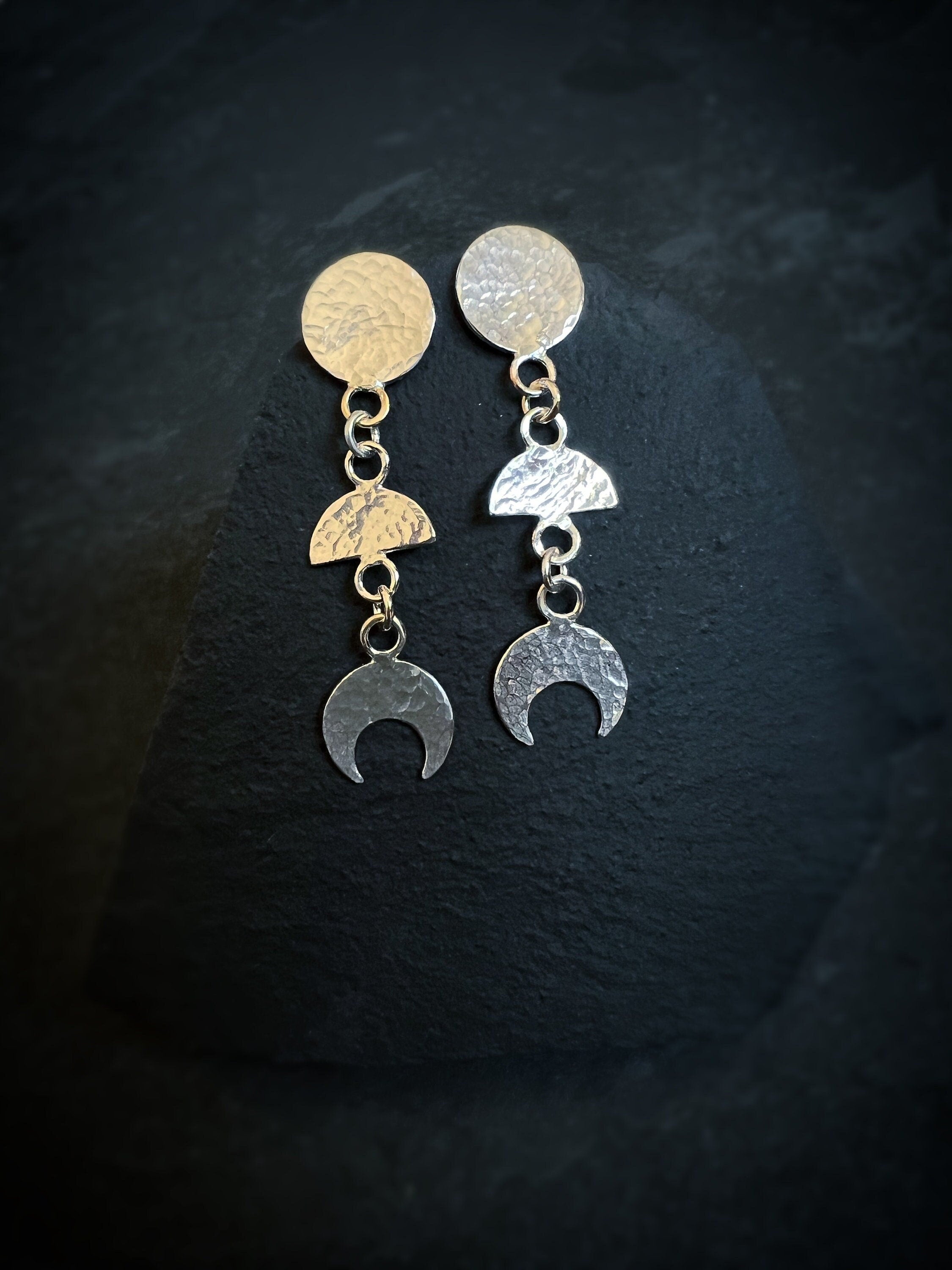 Luna Moon Phase Dangling Stud Earrings