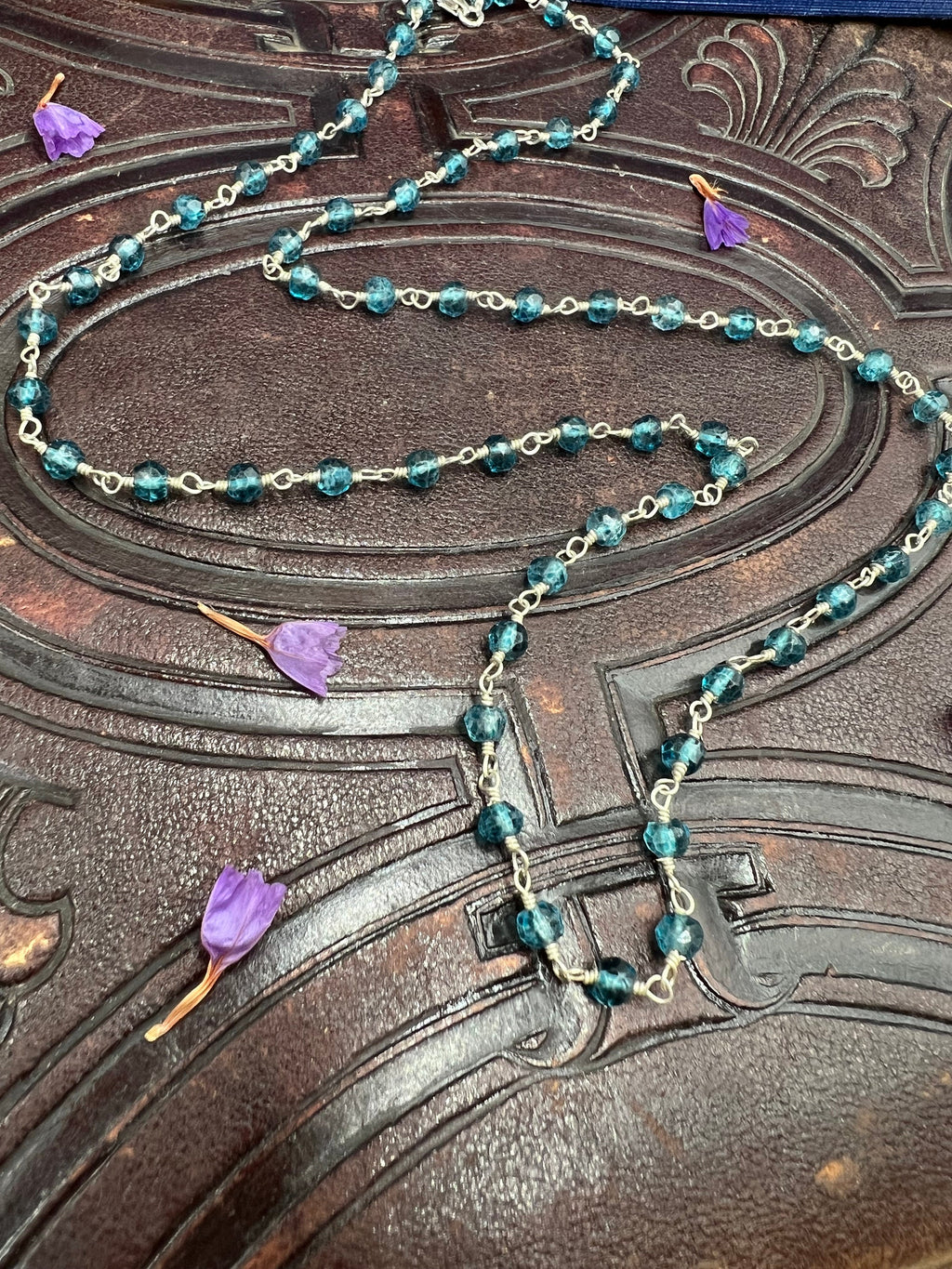 London Blue Topaz Rosary Bead Chain 20" Necklace