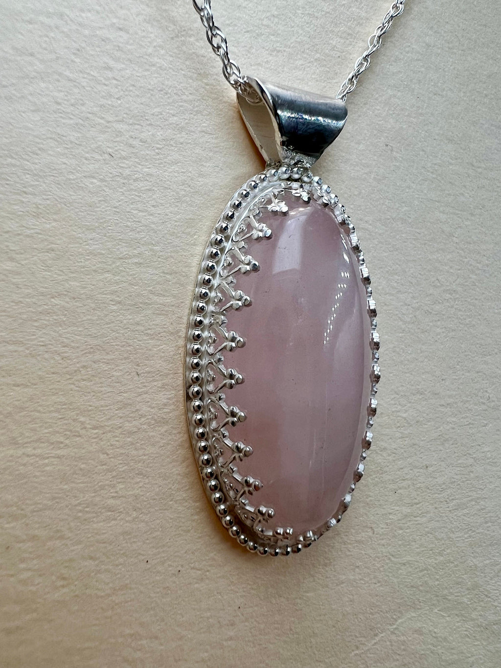 Ellipse Hidden Hearts Rose Quartz Necklace