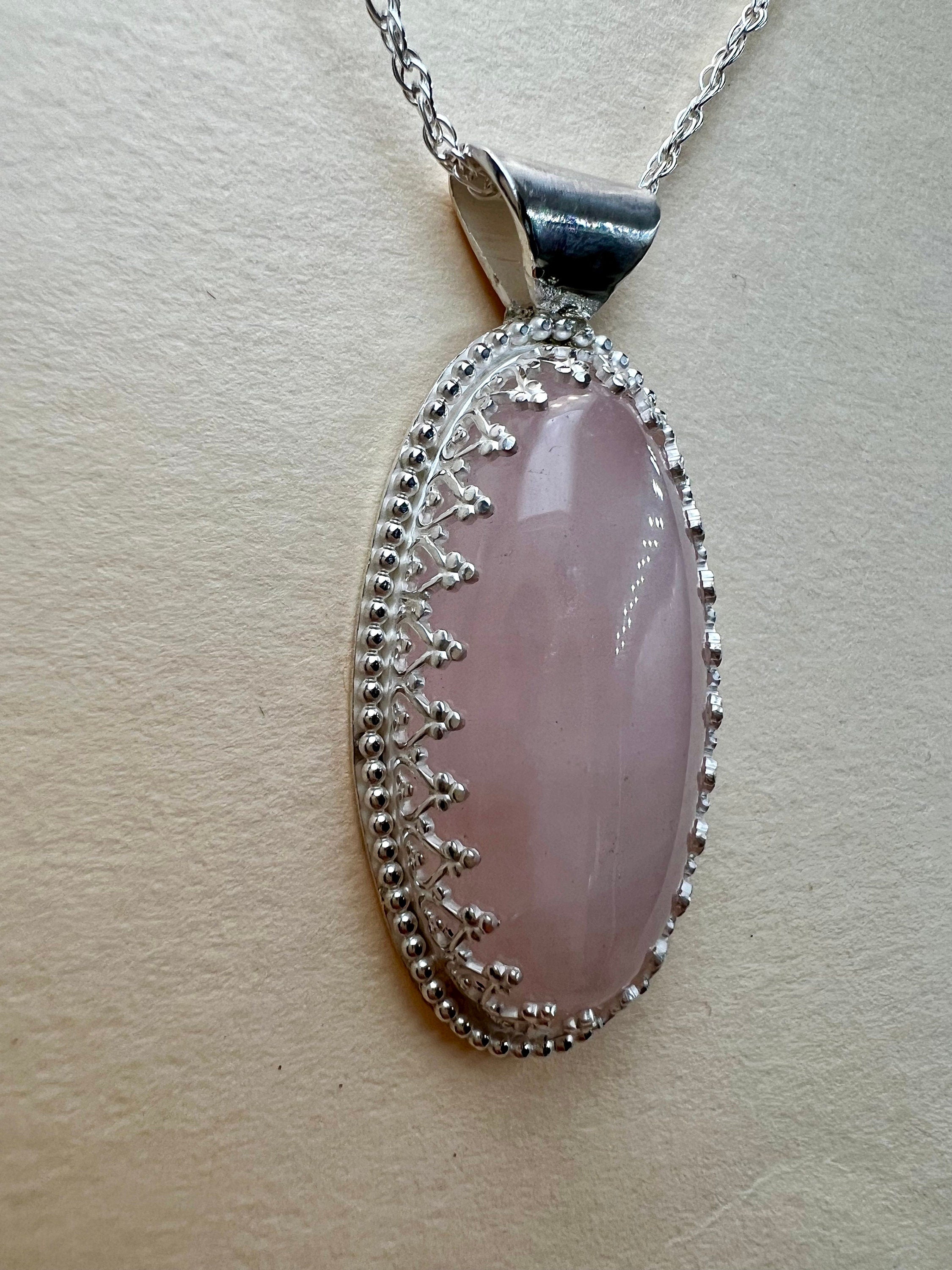 Ellipse Hidden Hearts Rose Quartz Necklace