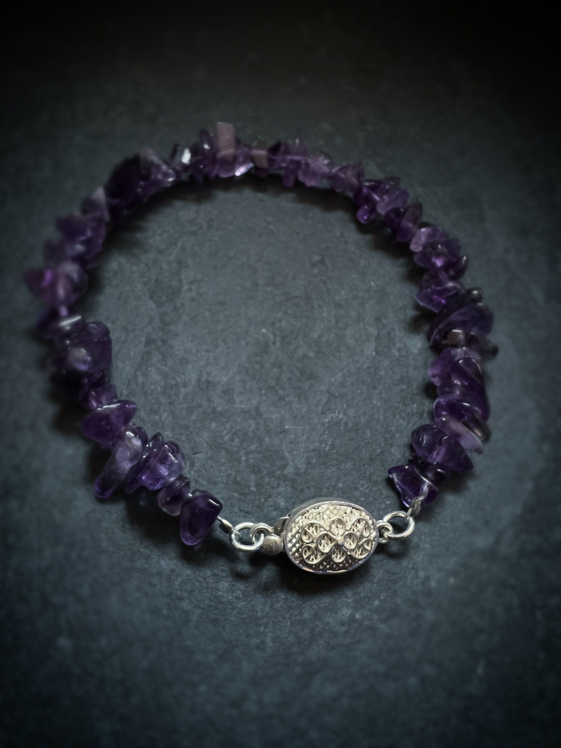 Natural Stone Chip Bracelet Filigree Clasp