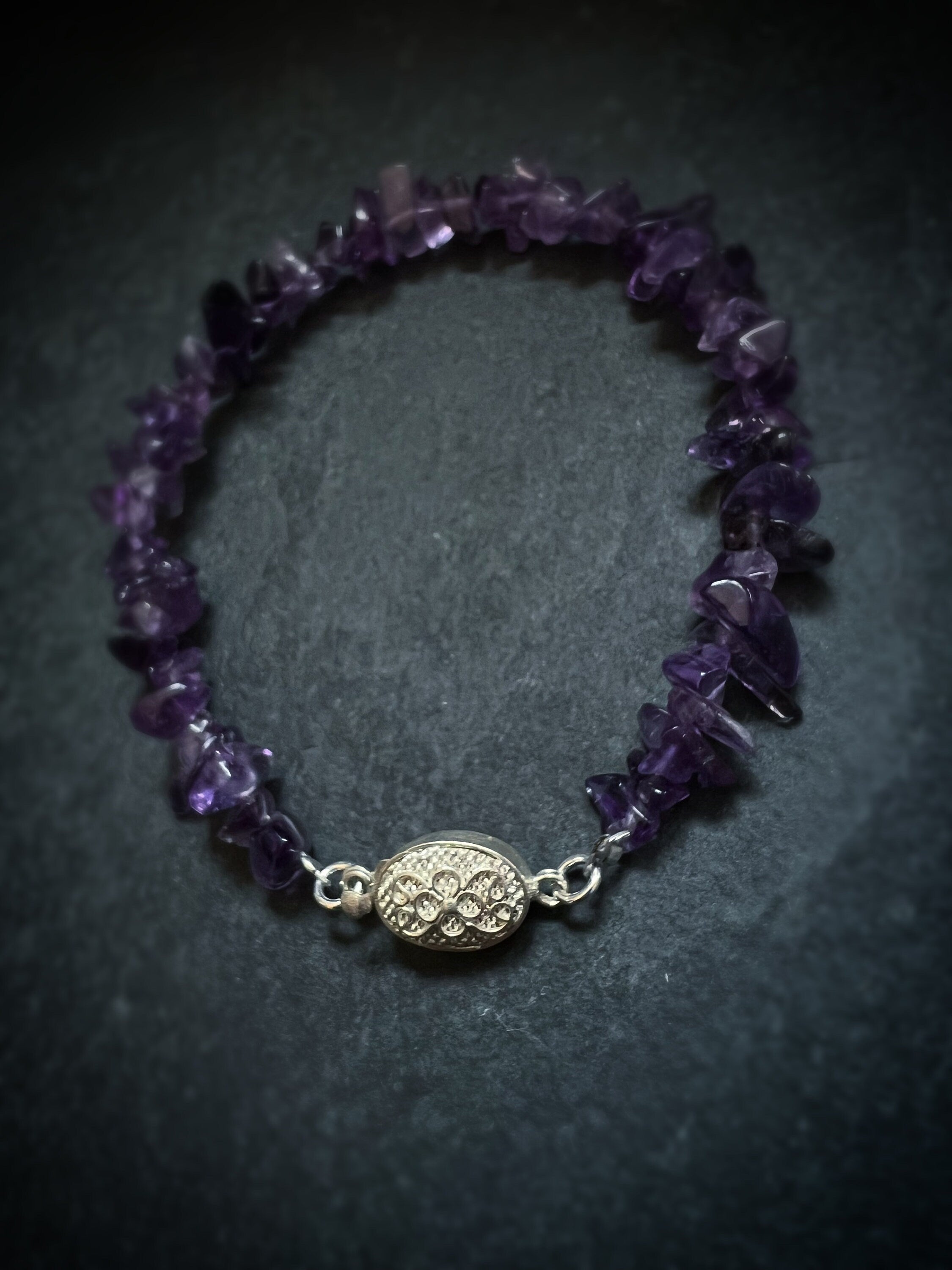 Natural Stone Chip Bracelet Filigree Clasp