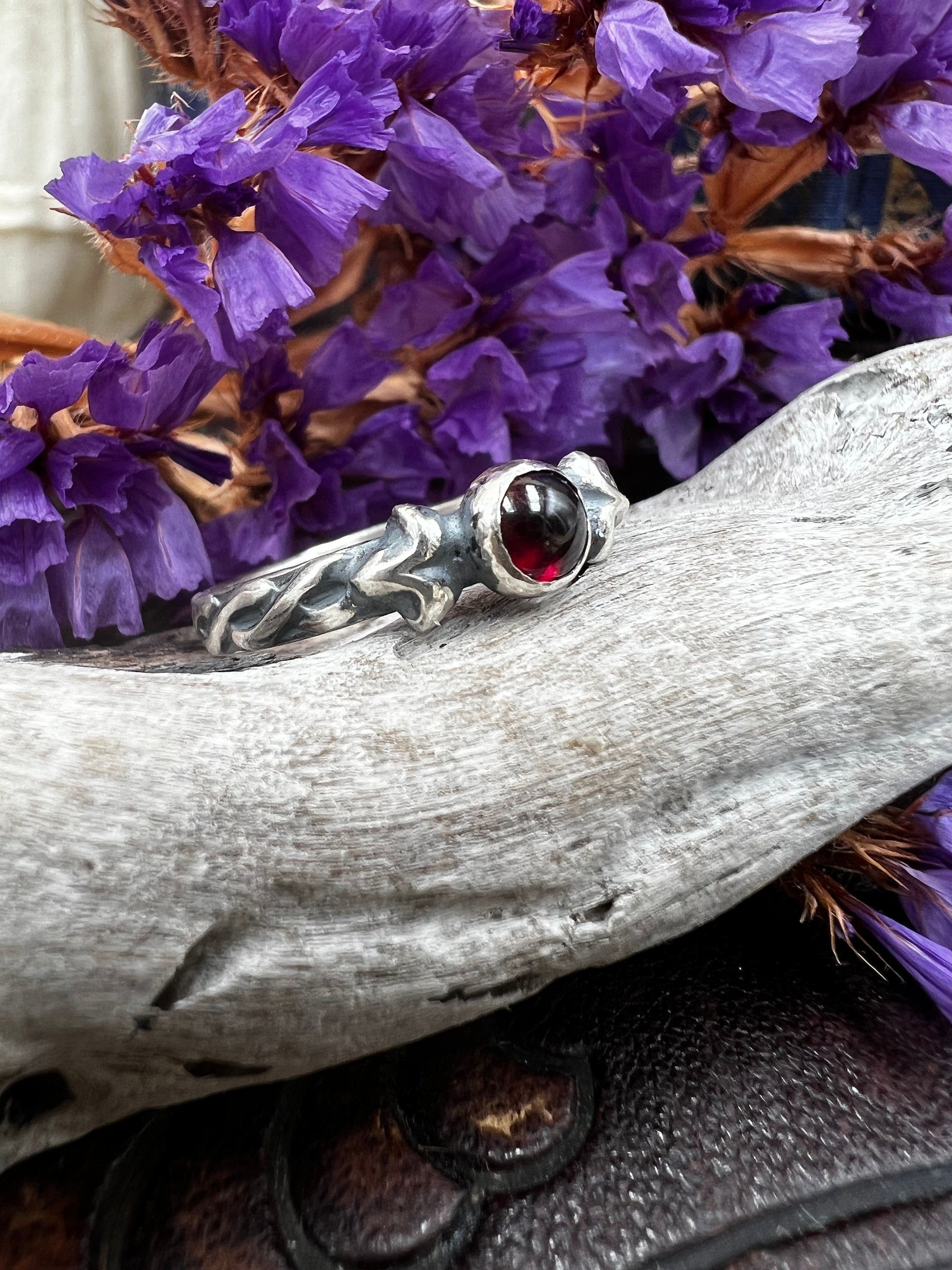 Blood Red Garnet Forest Ring