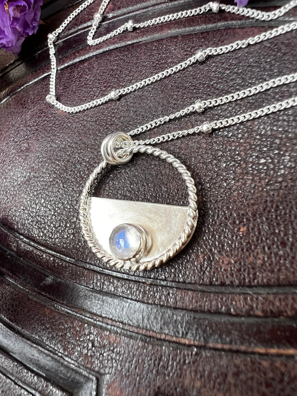 Moonstone Phase Pendant Necklace