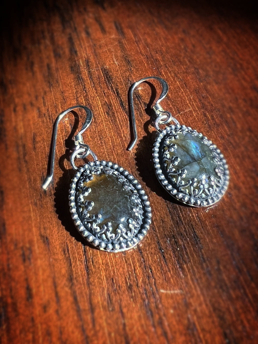 Gothic Twilight Labradorite Dangling Earrings