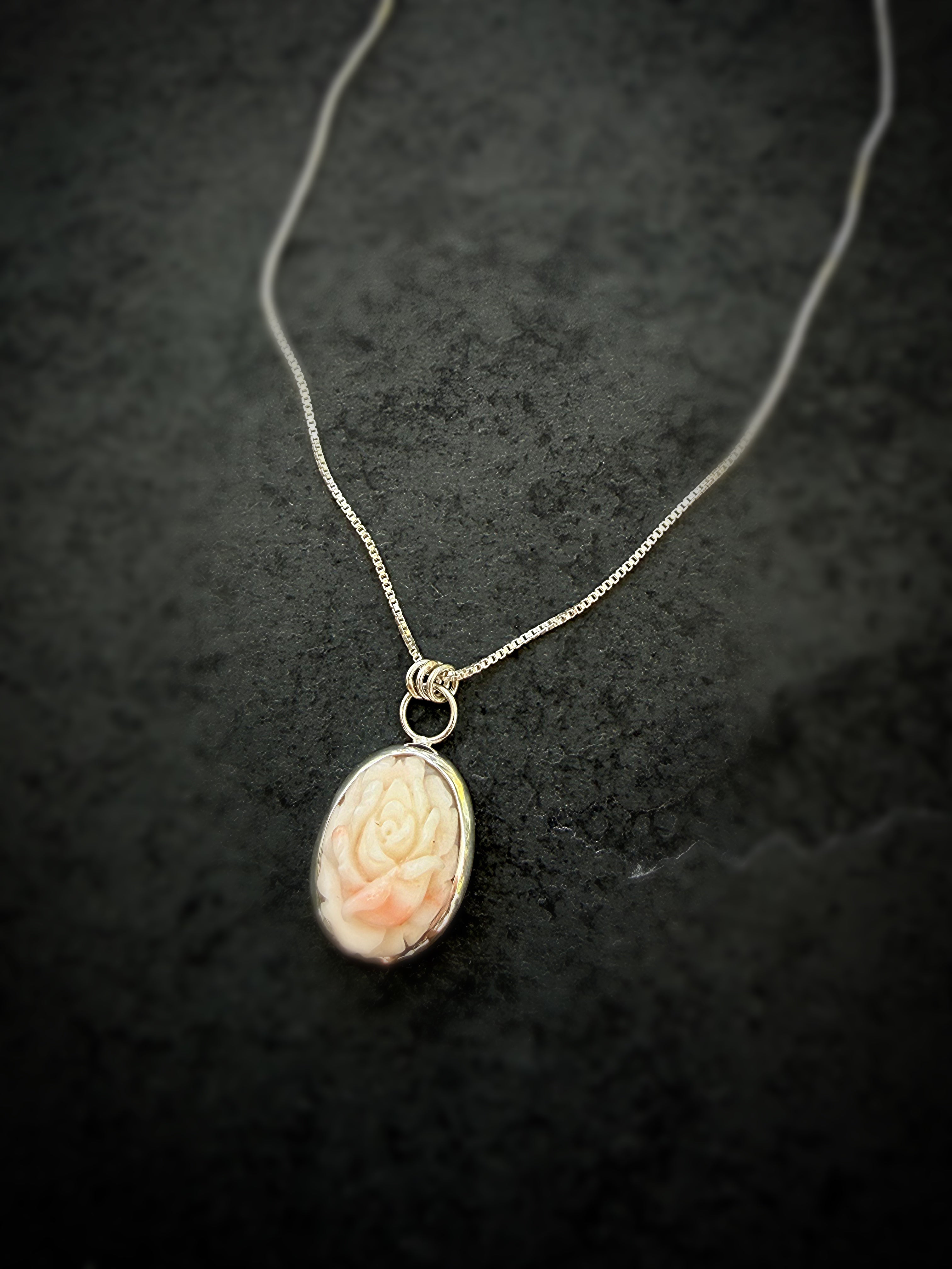 Custom Order for Lex - Carved Rose Pendant