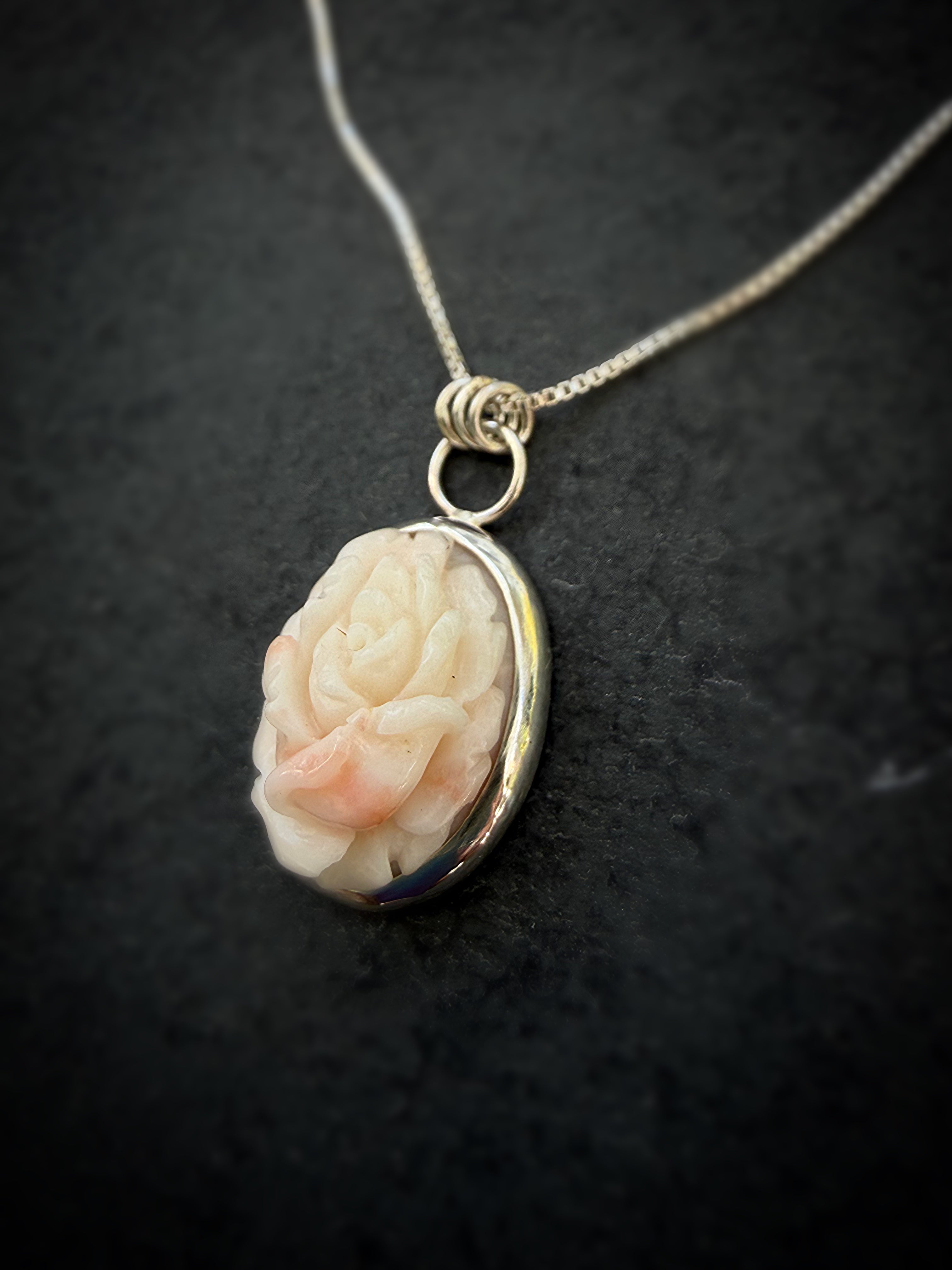 Custom Order for Lex - Carved Rose Pendant