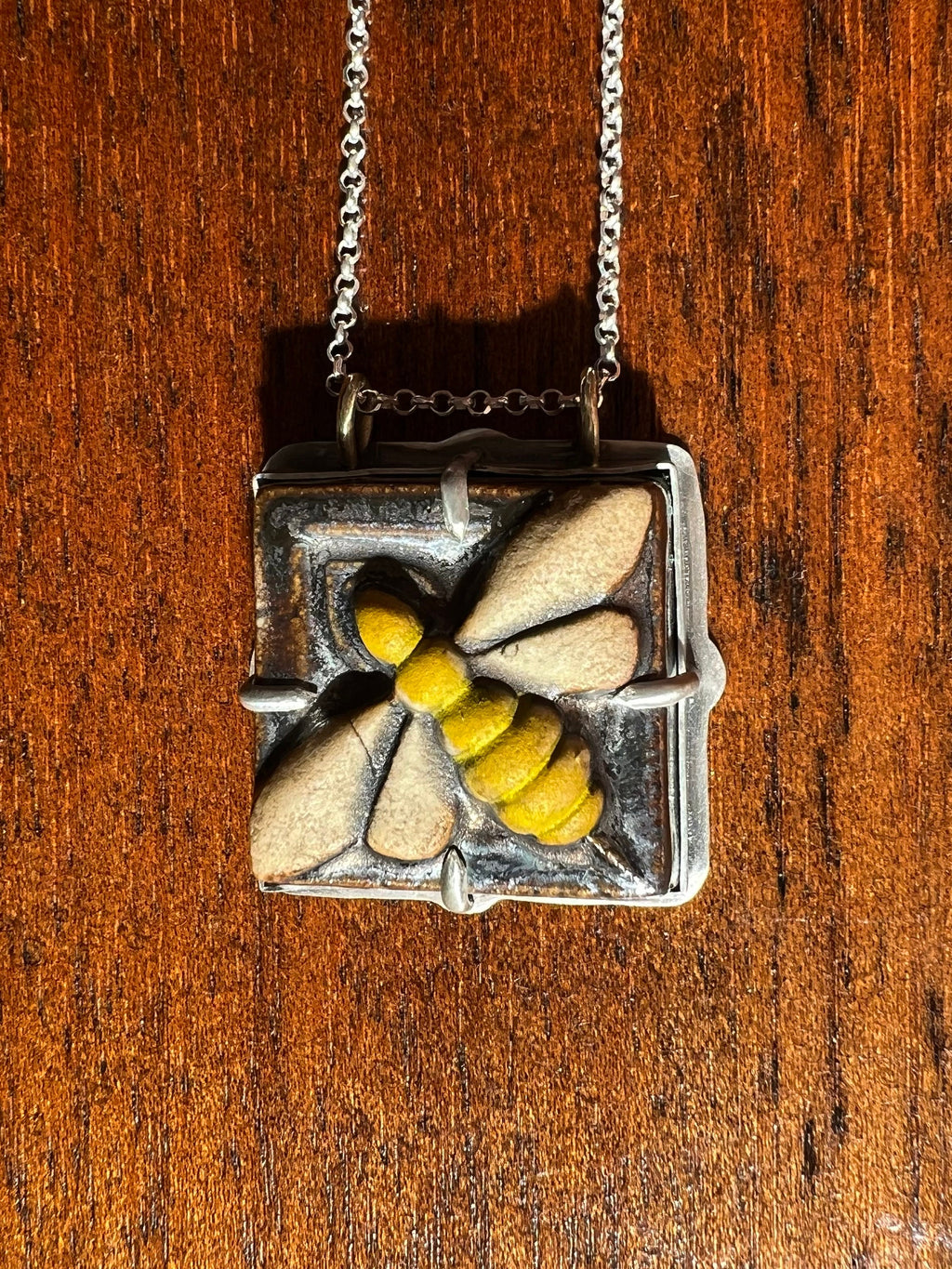 Bumblebee Tile Necklace Pendant in collaboration with Alexis Ellison
