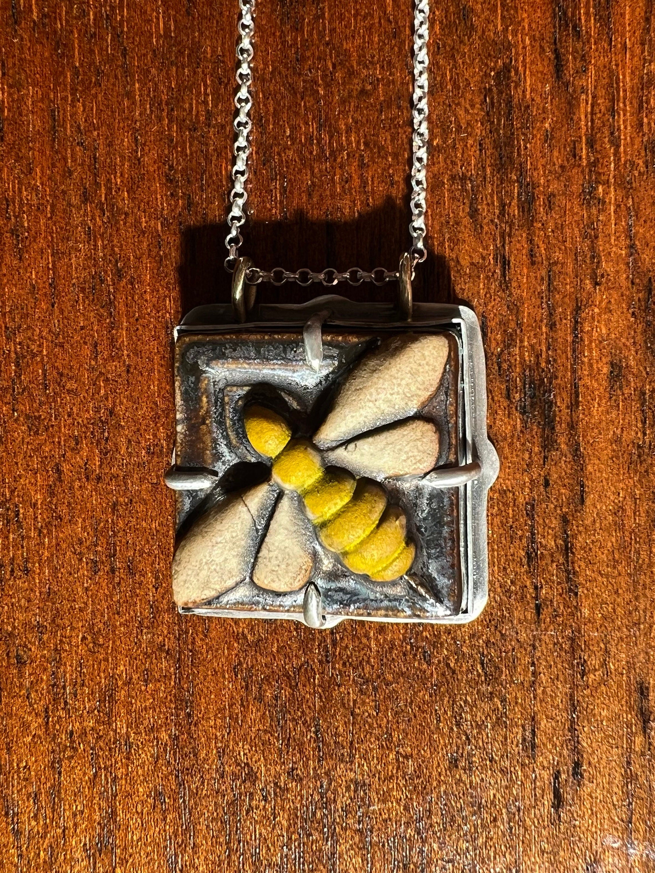 Bumblebee Tile Necklace Pendant in collaboration with Alexis Ellison