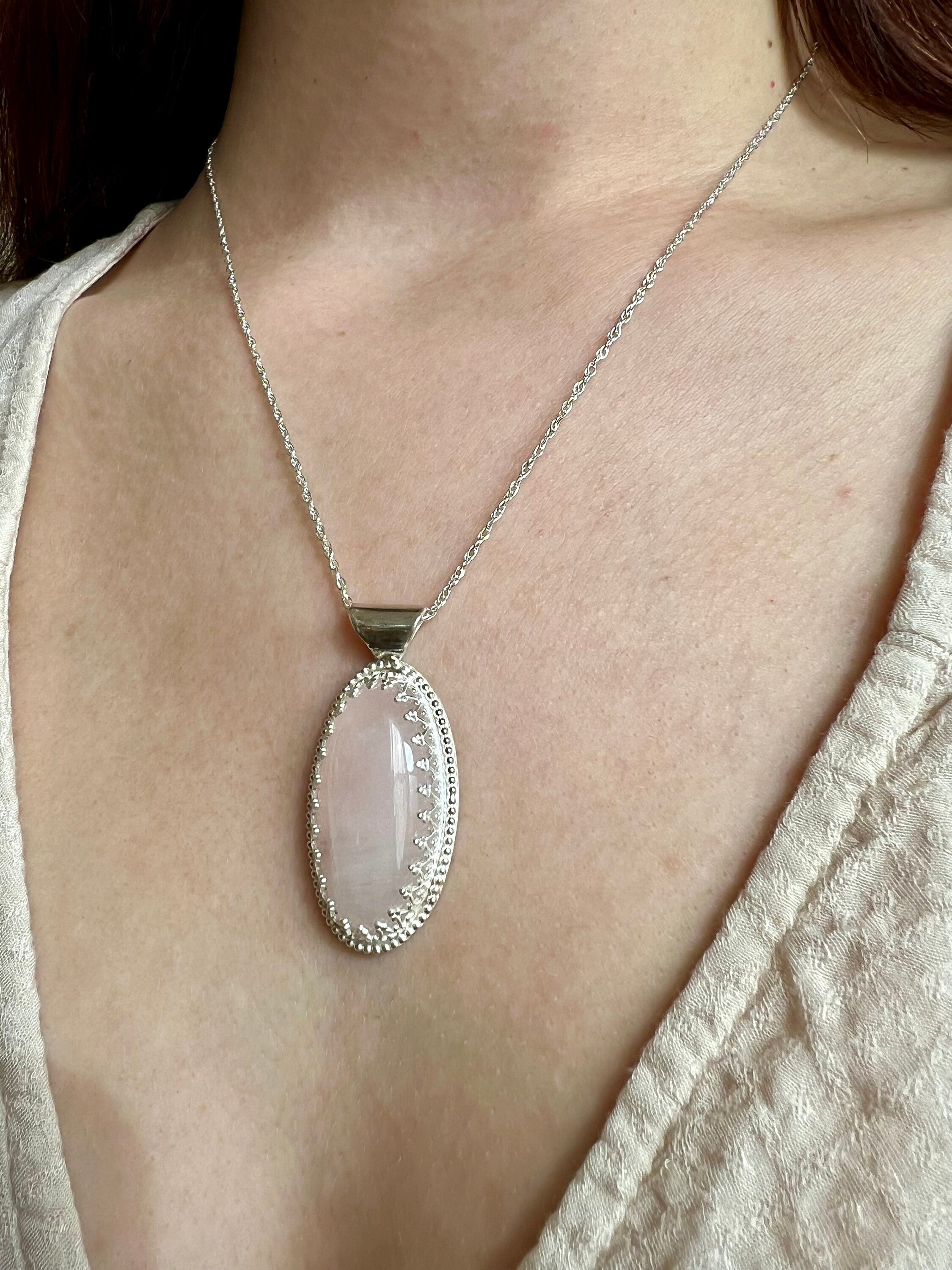 Ellipse Hidden Hearts Rose Quartz Necklace