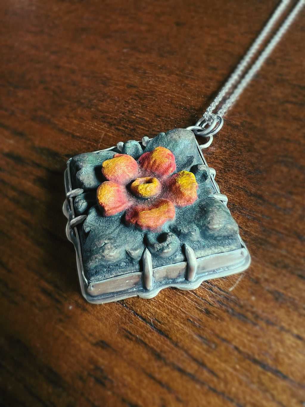 Peregrina Flower Tile Necklace Pendant in collaboration with Alexis Ellison