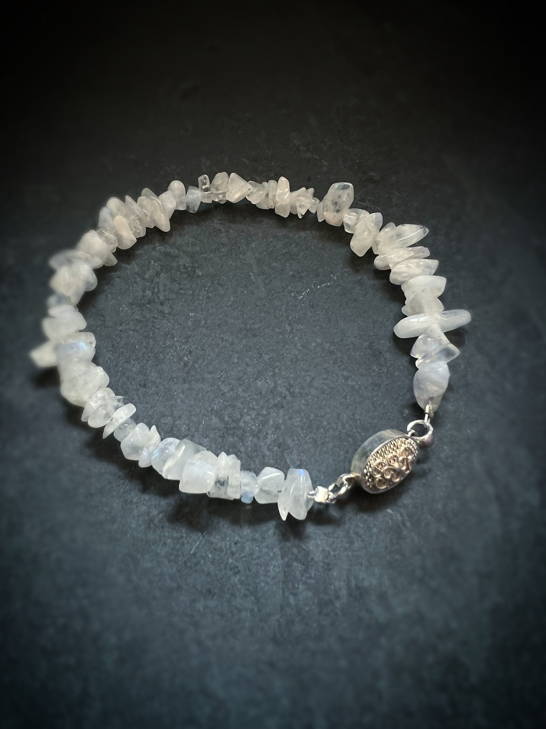 Natural Stone Chip Bracelet Filigree Clasp