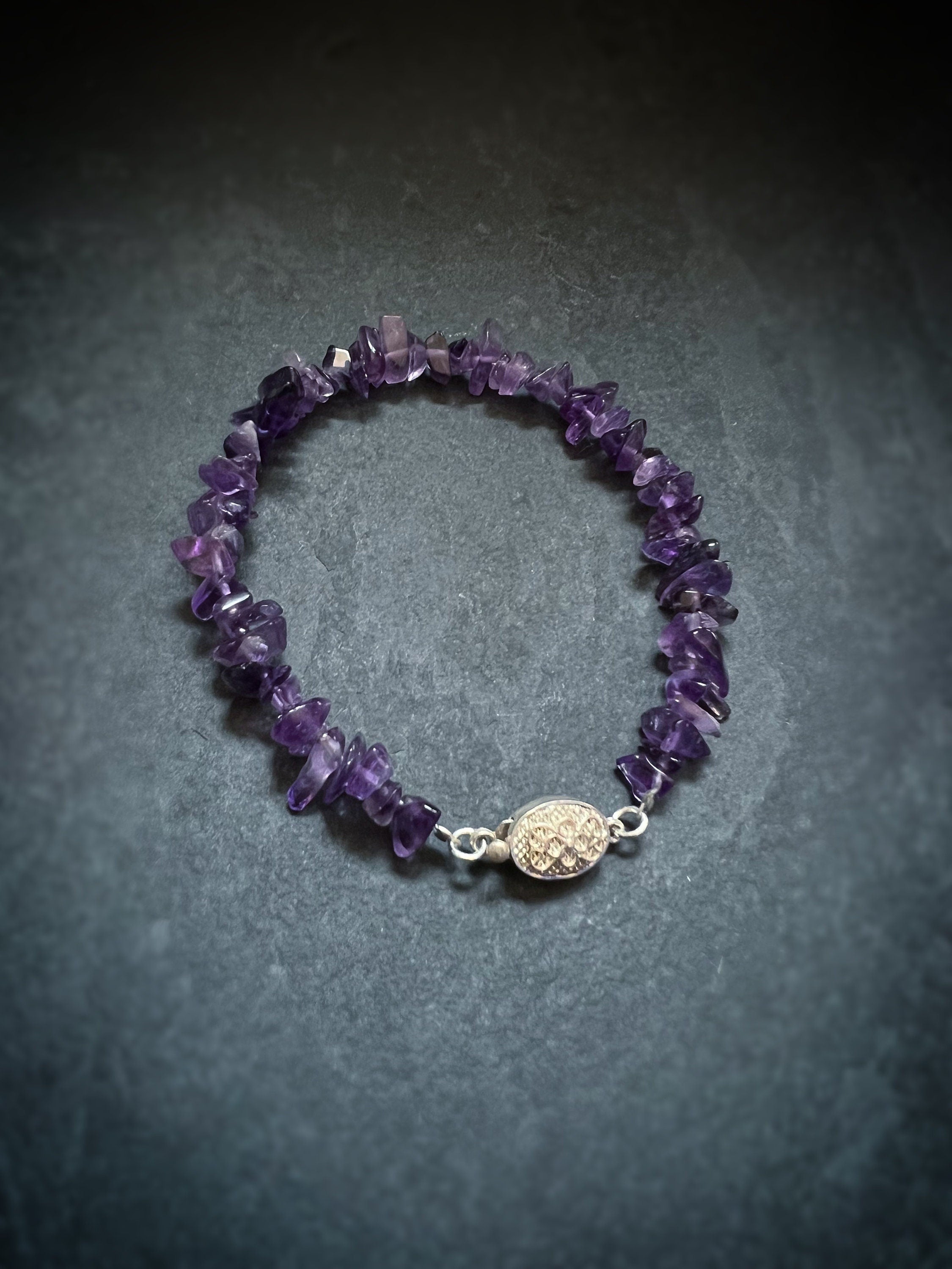 Natural Stone Chip Bracelet Filigree Clasp