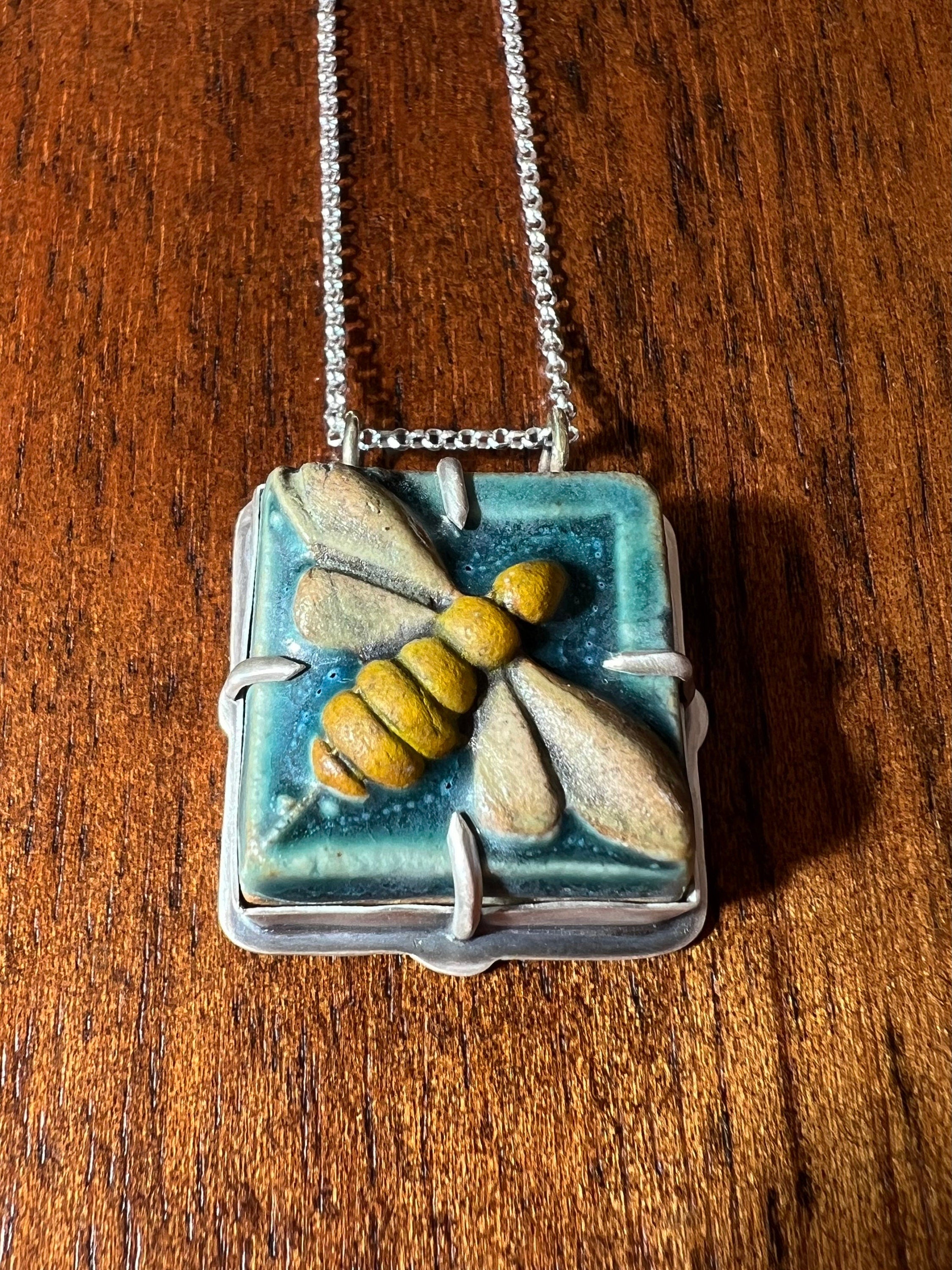 Bumblebee Tile Necklace Pendant in collaboration with Alexis Ellison