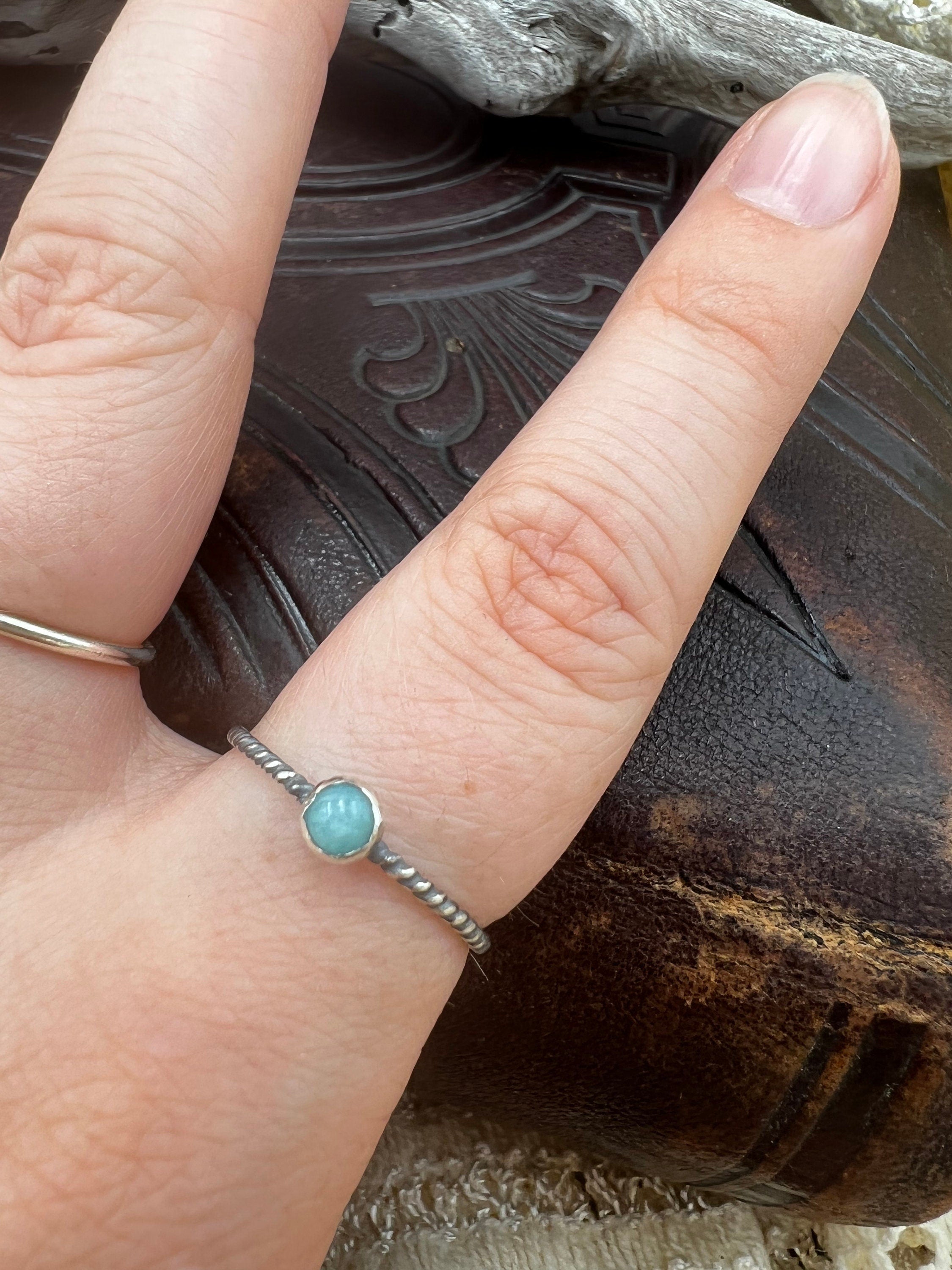 Amazonite Classic Dainty Stackable Twist Ring