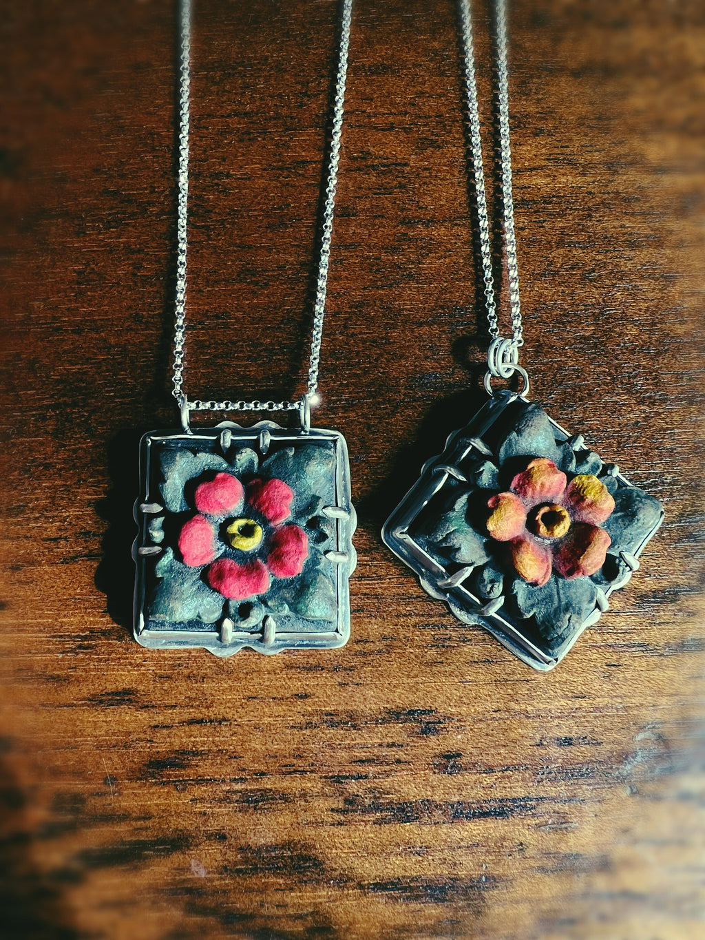 Peregrina Flower Tile Necklace Pendant in collaboration with Alexis Ellison