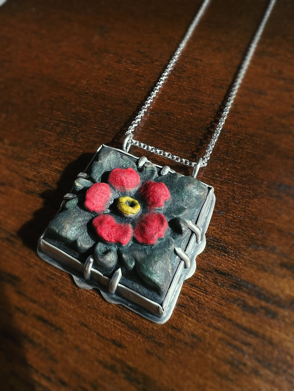 Peregrina Flower Tile Necklace Pendant in collaboration with Alexis Ellison