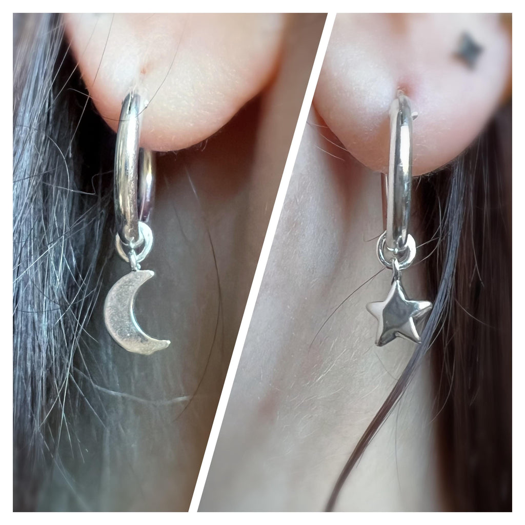 Celestial Moon & Star Hoop Earrings