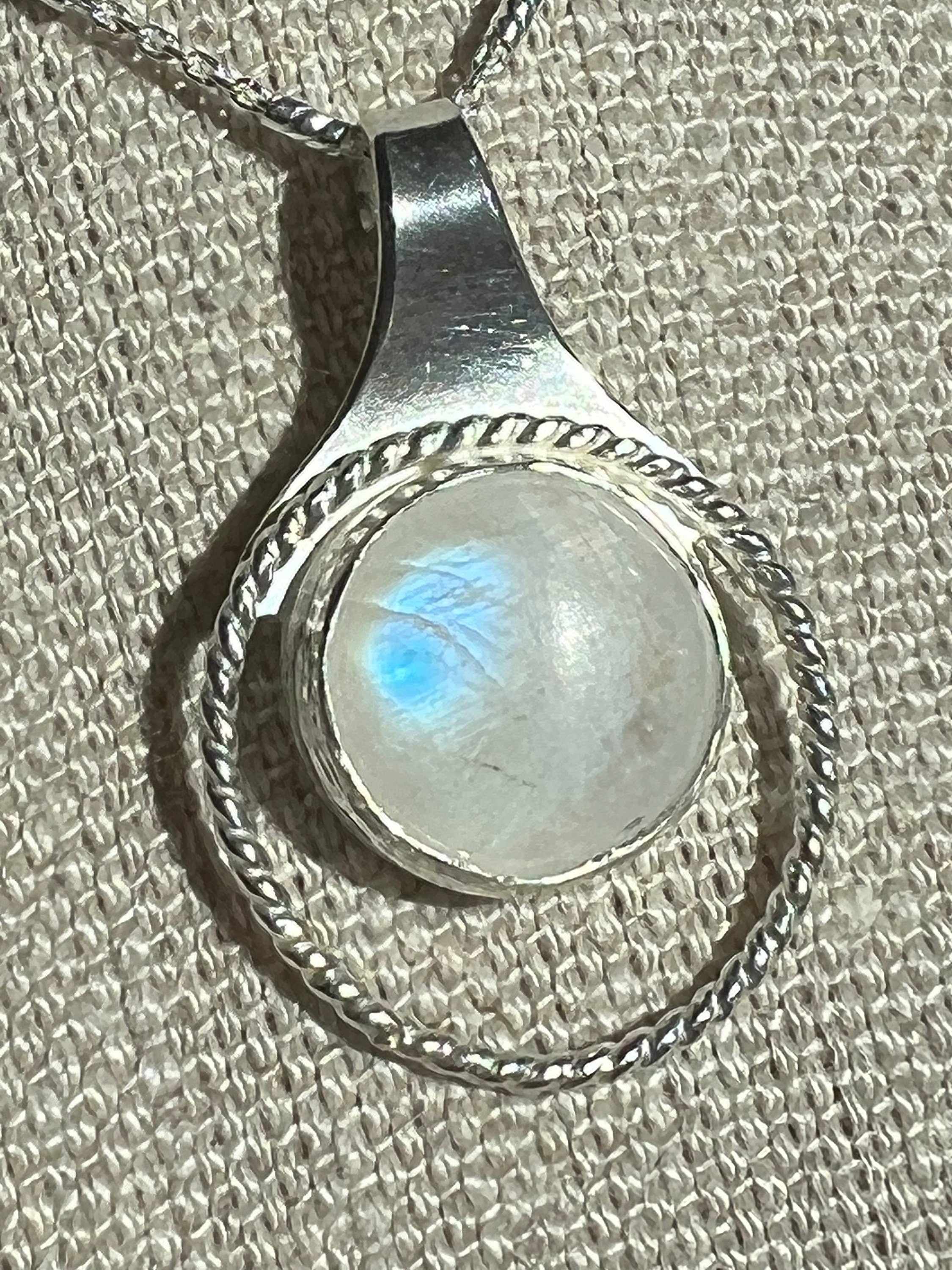 Moonstone Halo Pendant Necklace