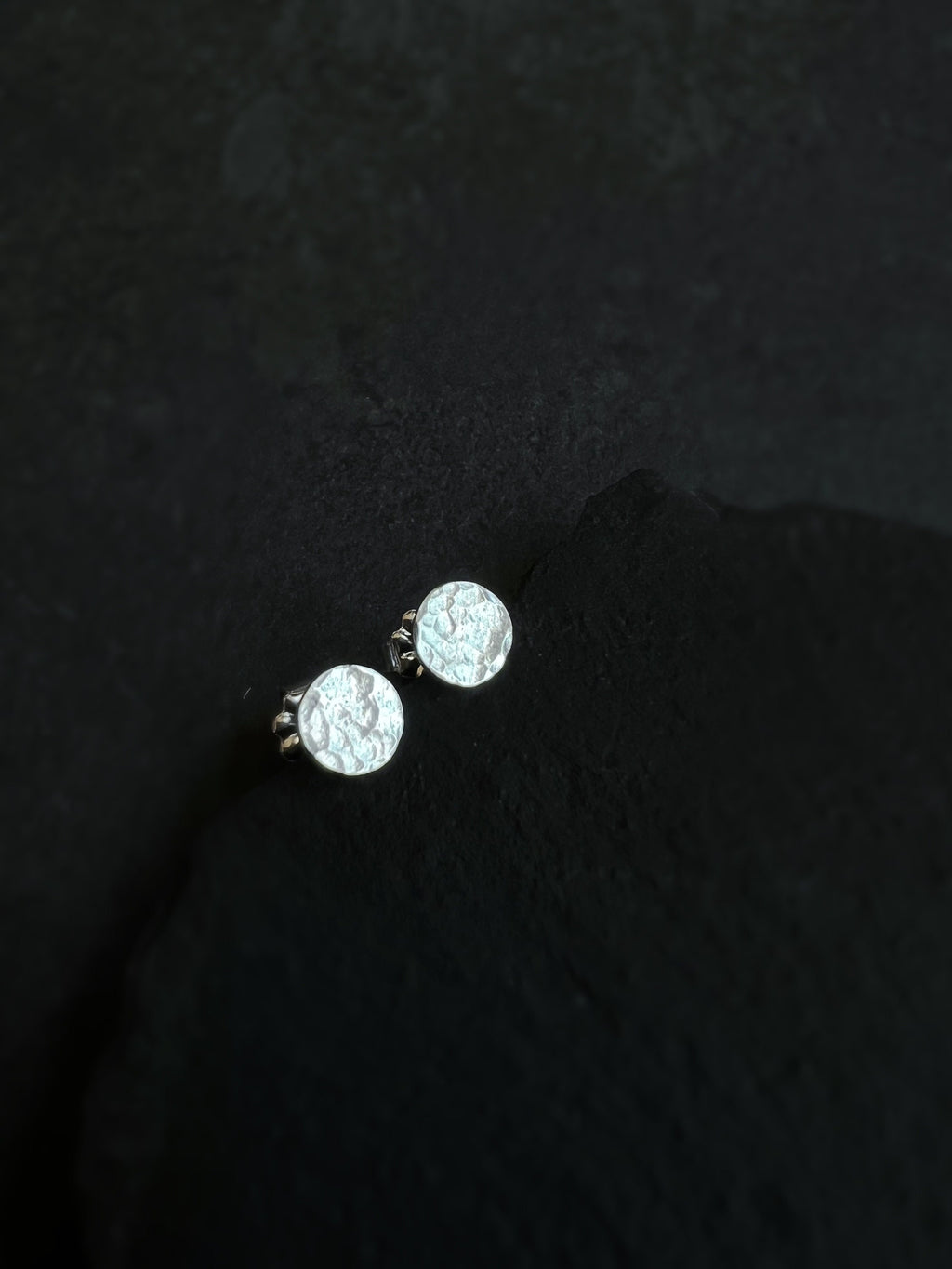 Luna Full Moon Hammered Circle Stud Earrings