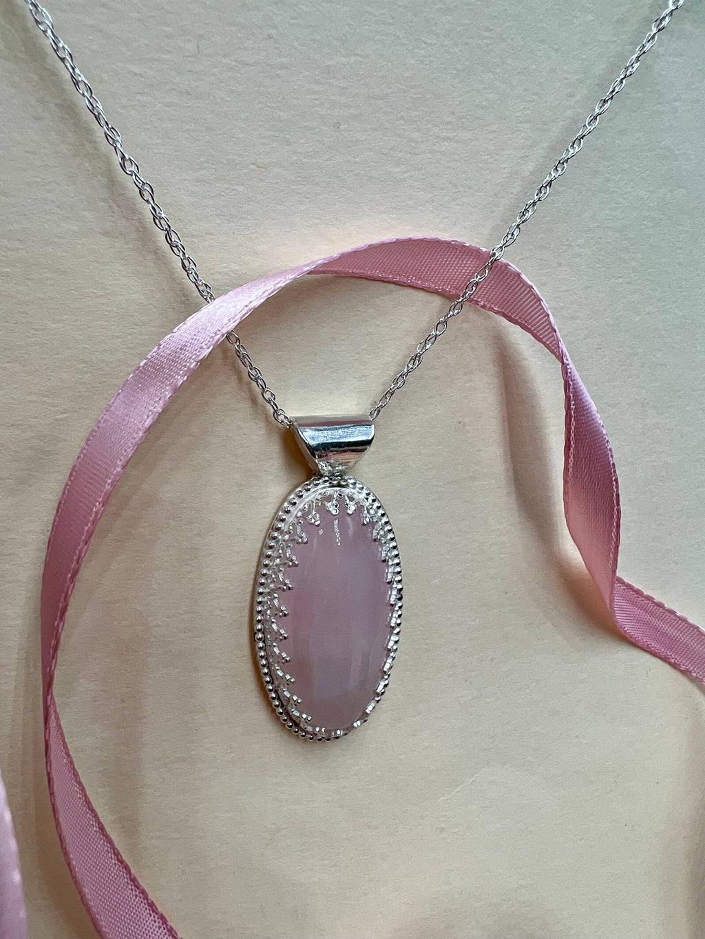 Ellipse Hidden Hearts Rose Quartz Necklace