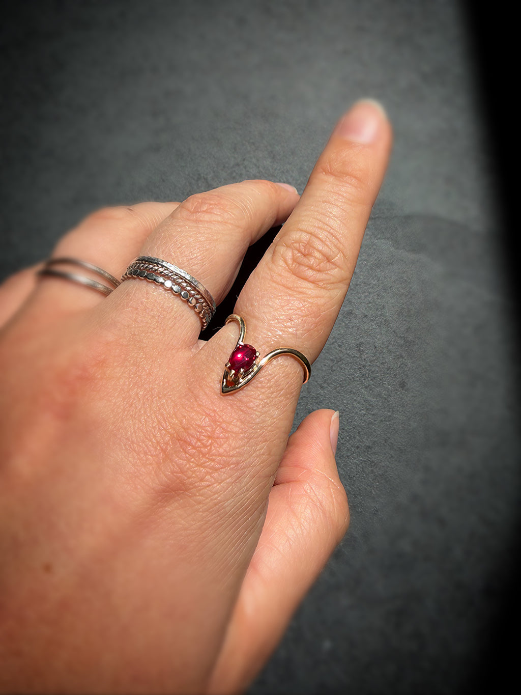 Custom Order for Aubrey - Gold and Garnet Ring