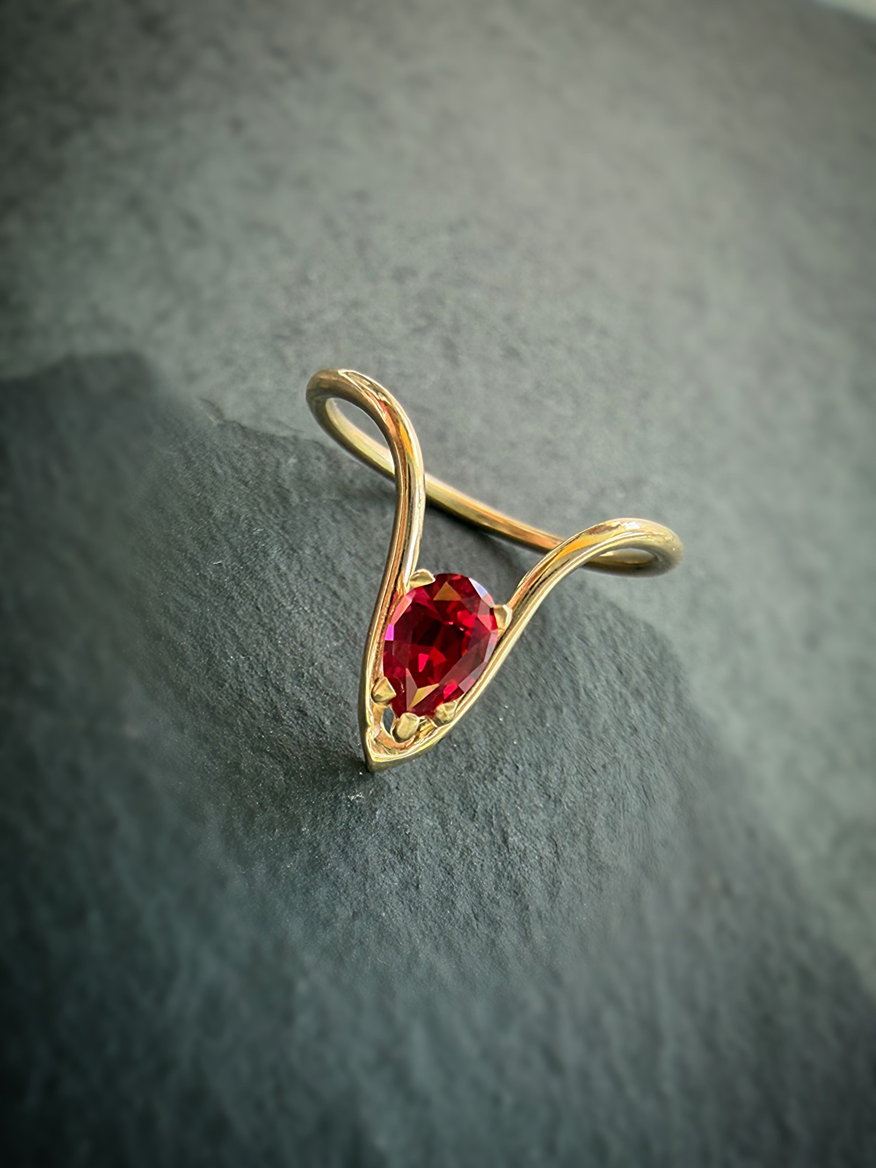 Custom Order for Aubrey - Gold and Garnet Ring