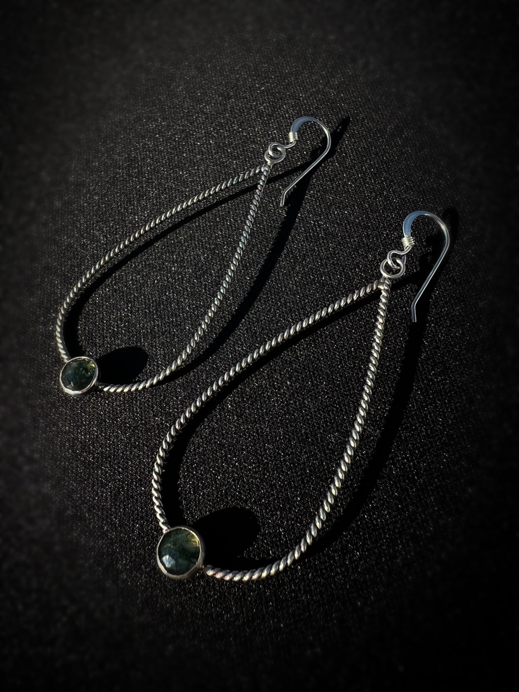 Moss Agate Teardrop Dangling Earrings