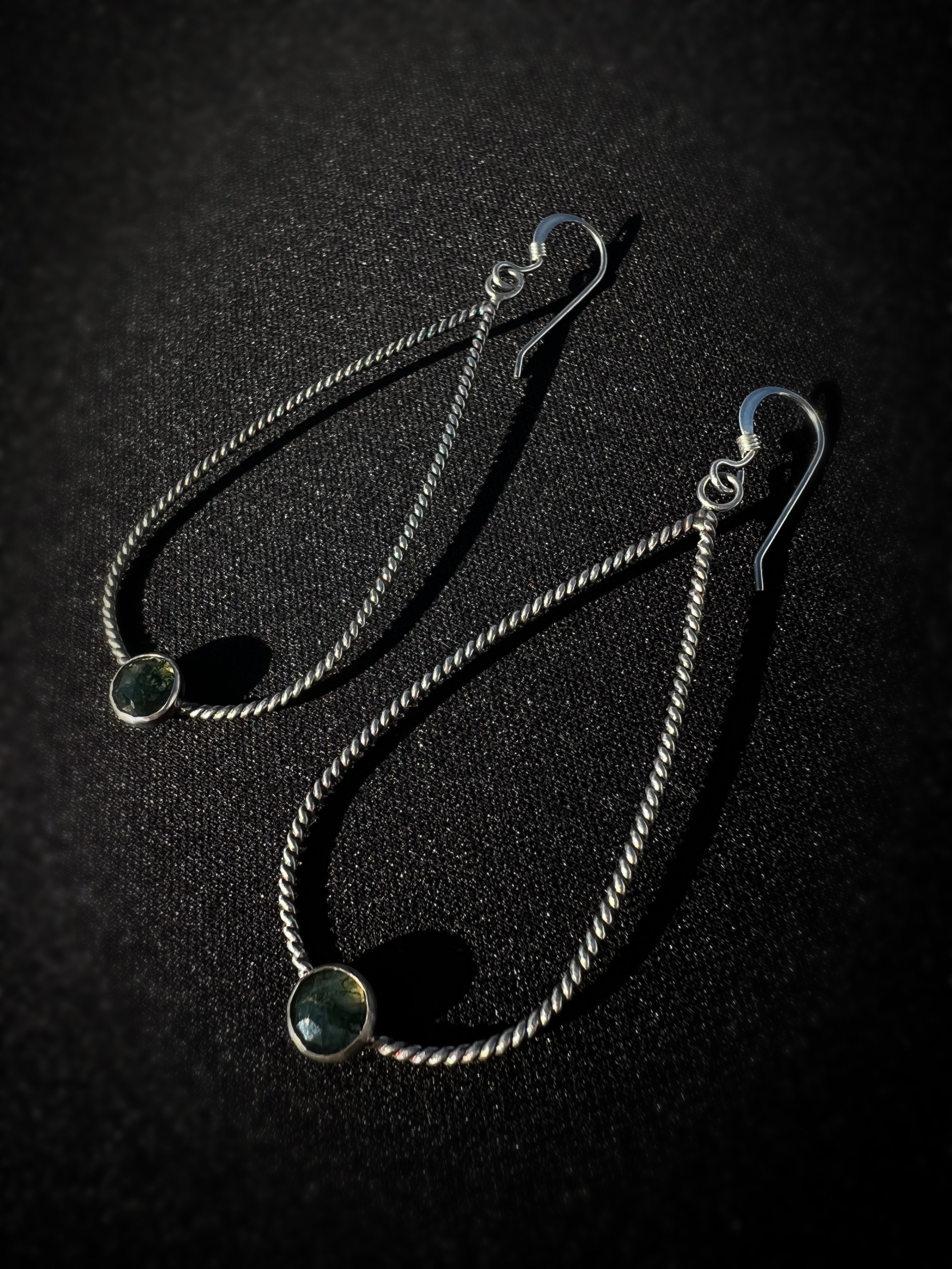 Moss Agate Teardrop Dangling Earrings