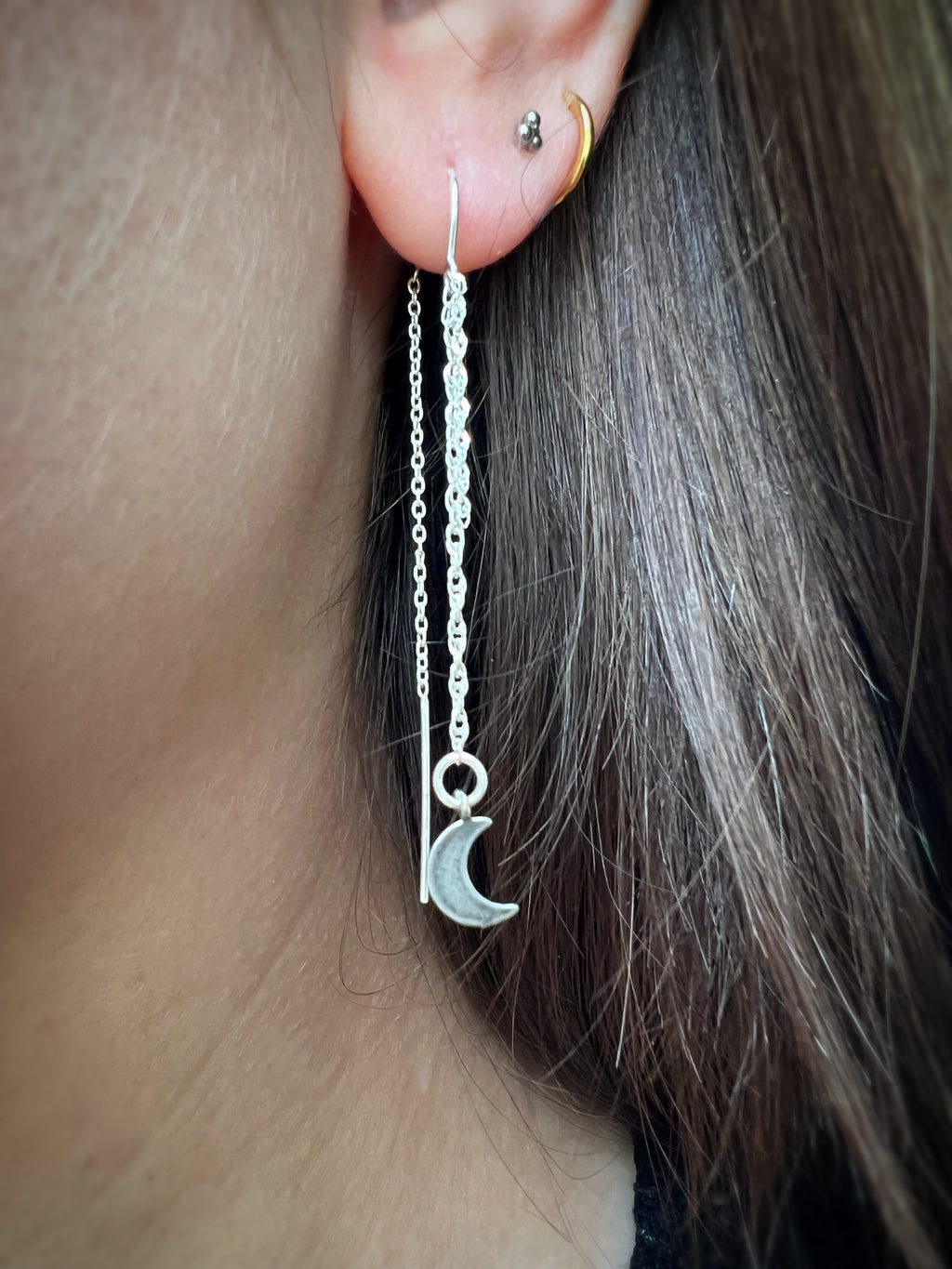Star and Moon Tassel Thread-through Earrings