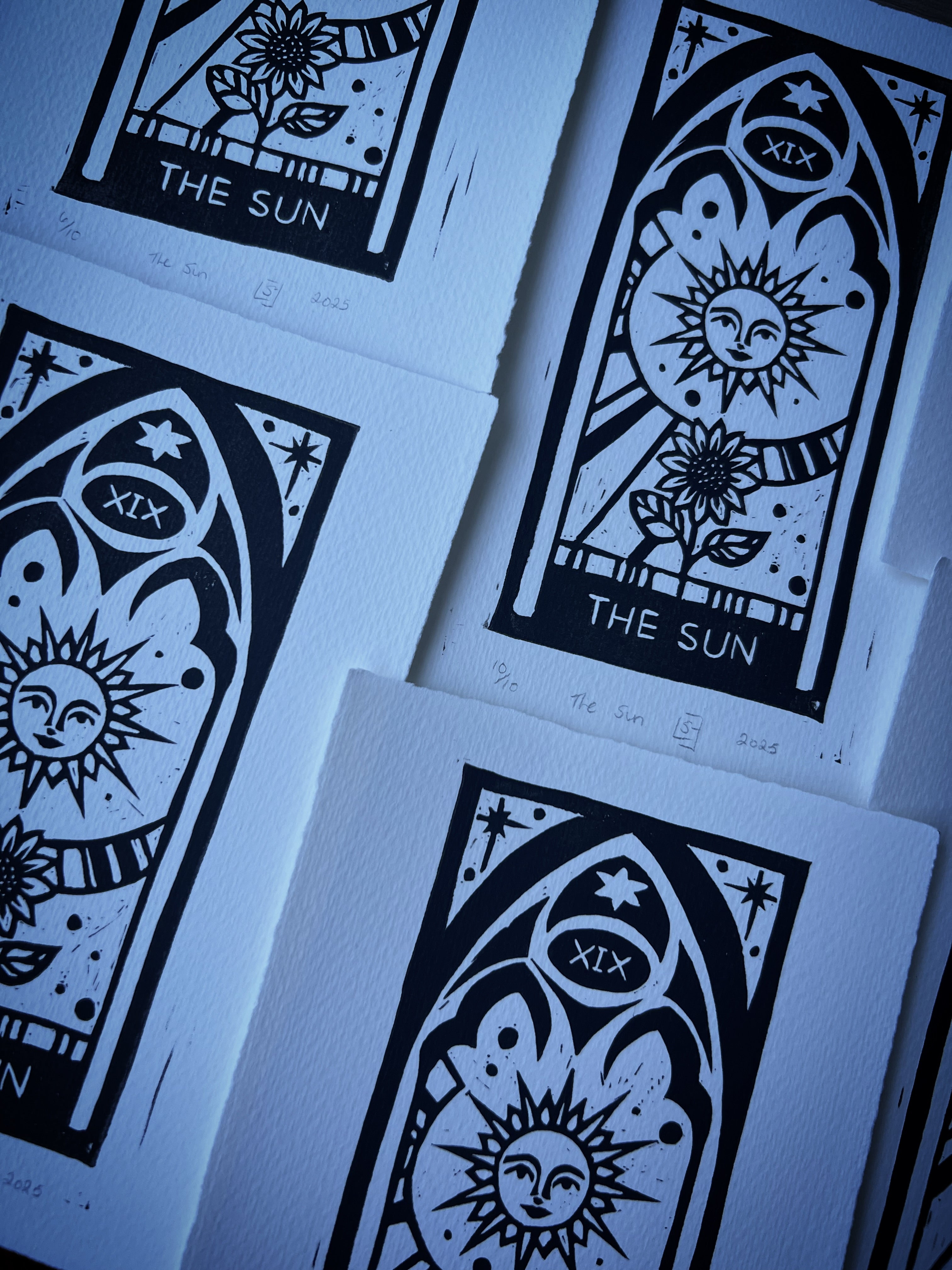 Celestial Tarot Lino Cut Print