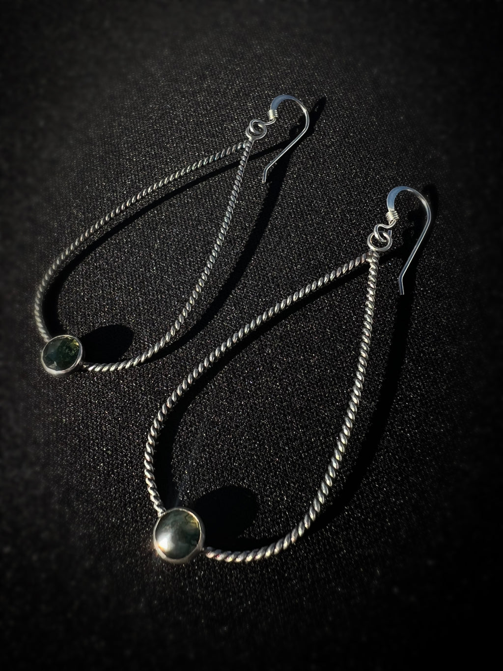 Moss Agate Teardrop Dangling Earrings