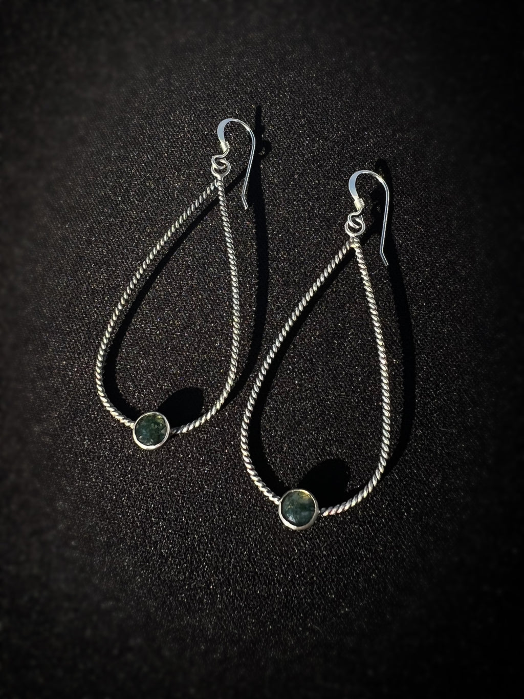 Moss Agate Teardrop Dangling Earrings